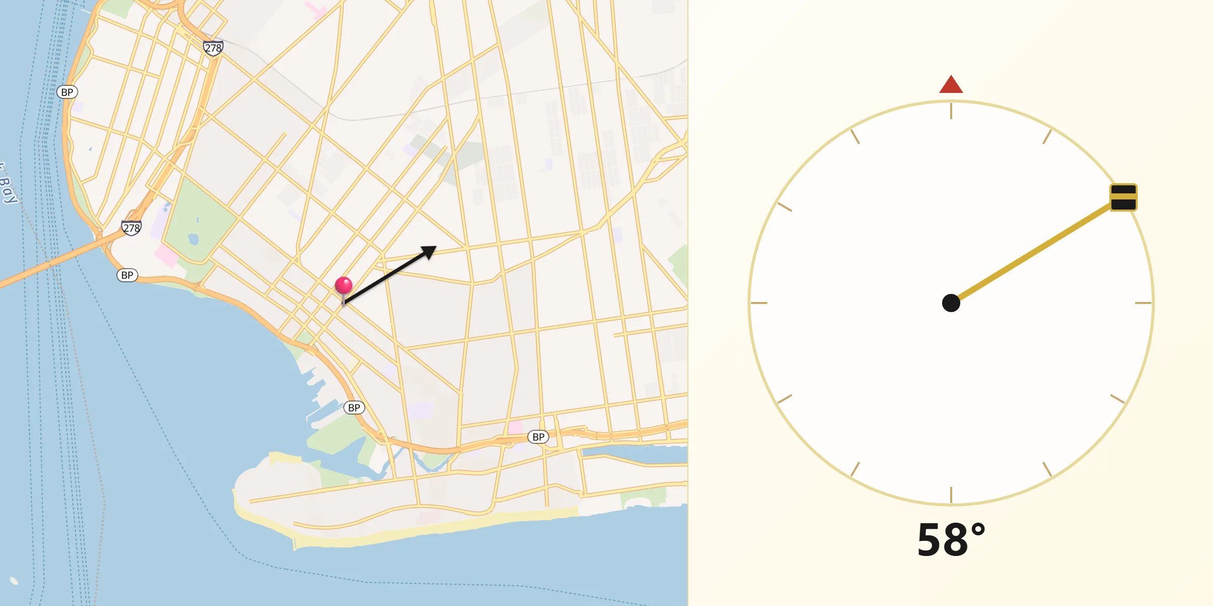 Qibla Direction from Bensonhurst