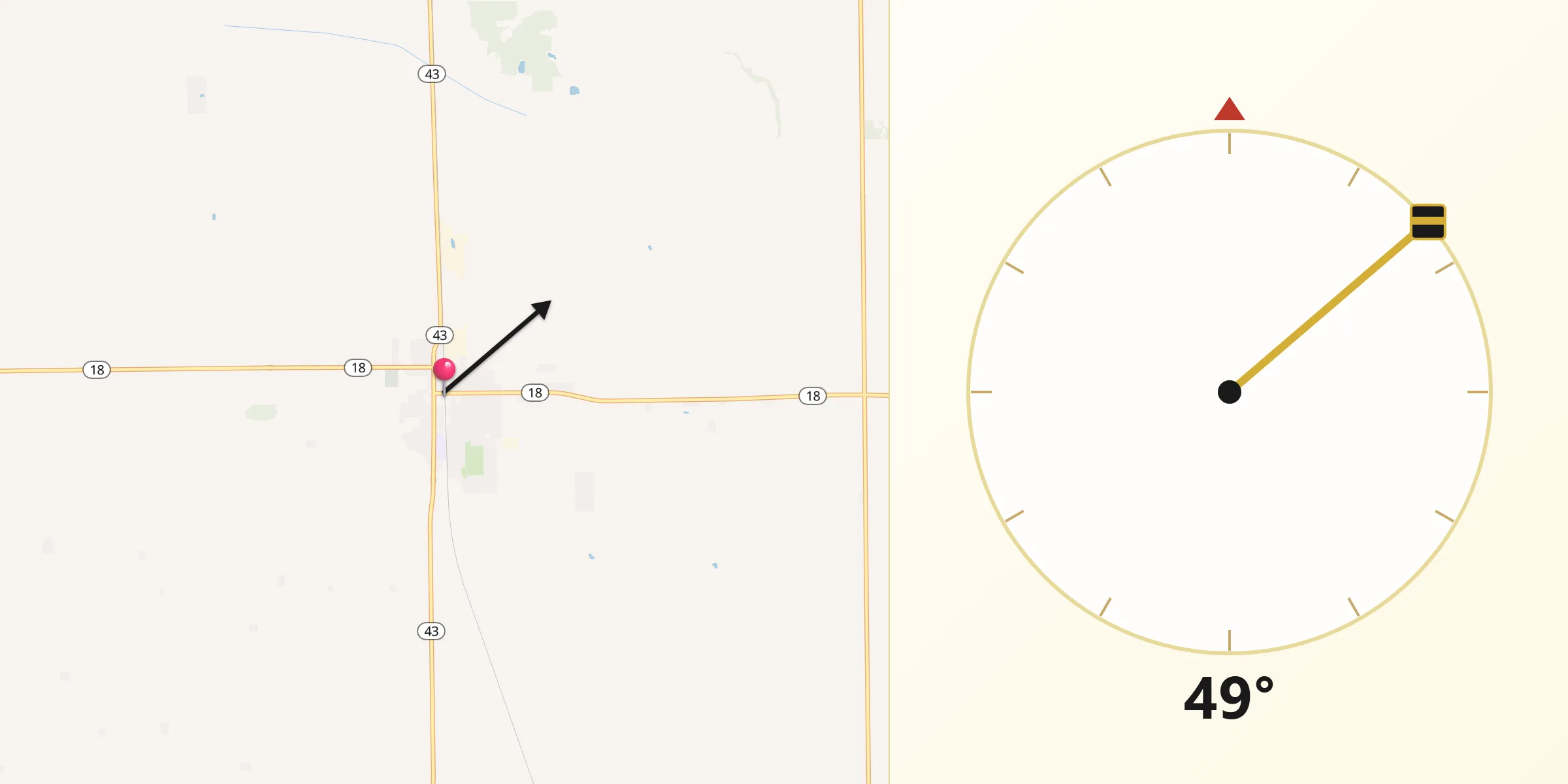 Qibla Direction from Brookston