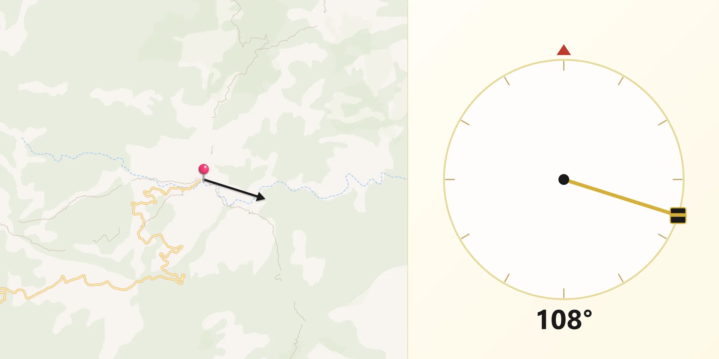 Dirección de la Qibla desde Vallibona