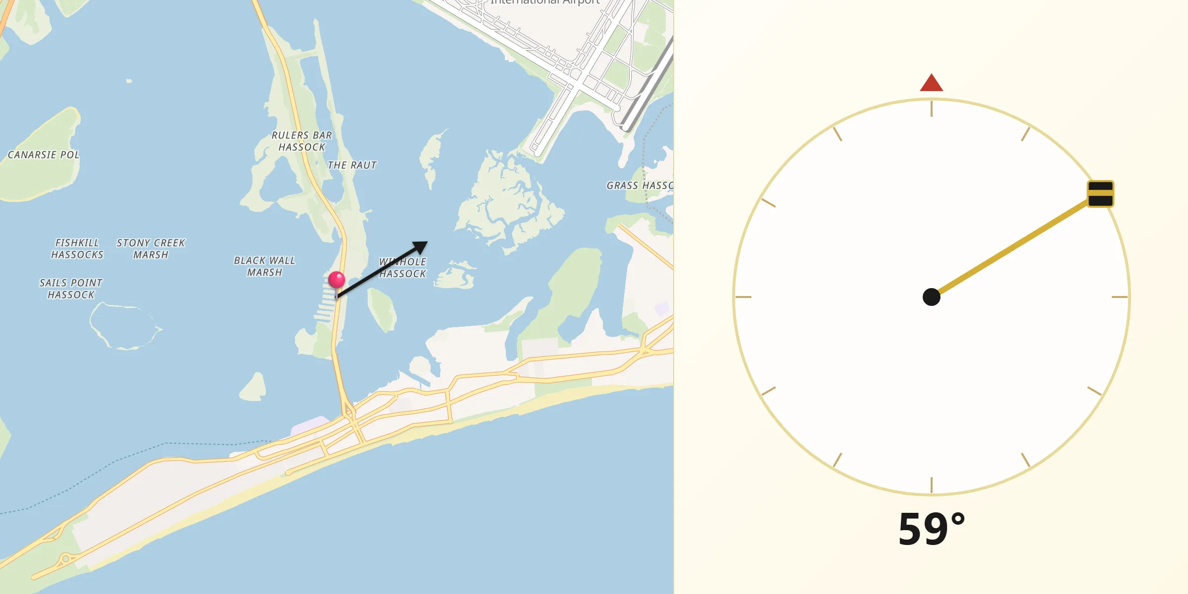 Qibla Direction from Broad Channel