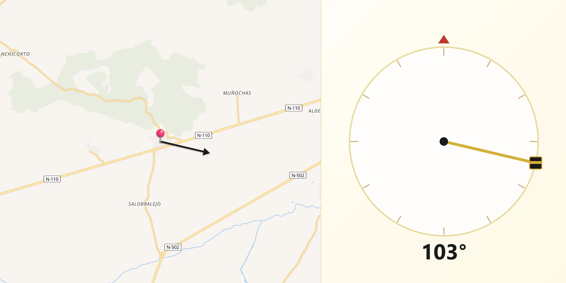 Dirección de la Qibla desde Muñogalindo