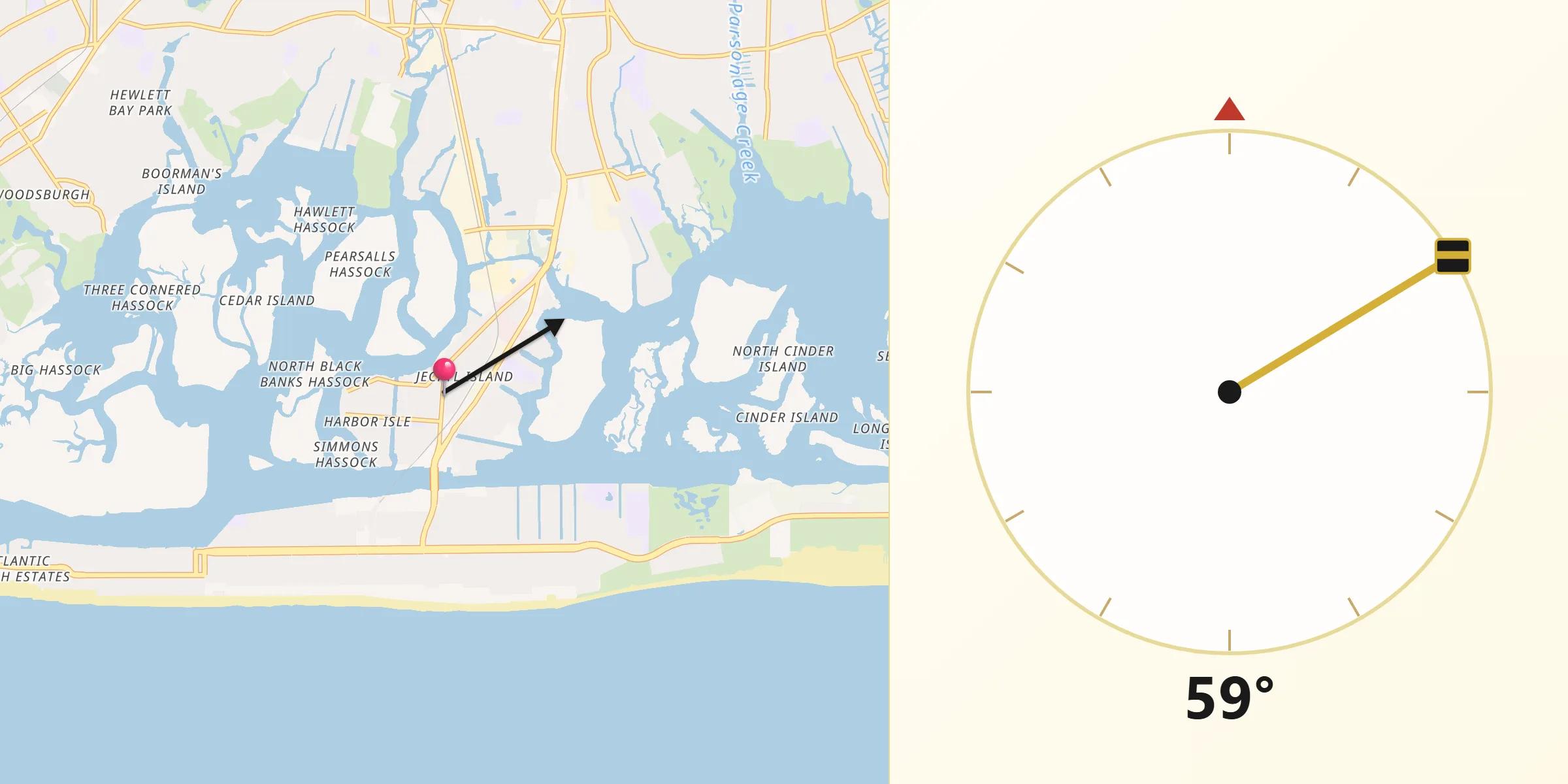 Qibla Direction from Island Park