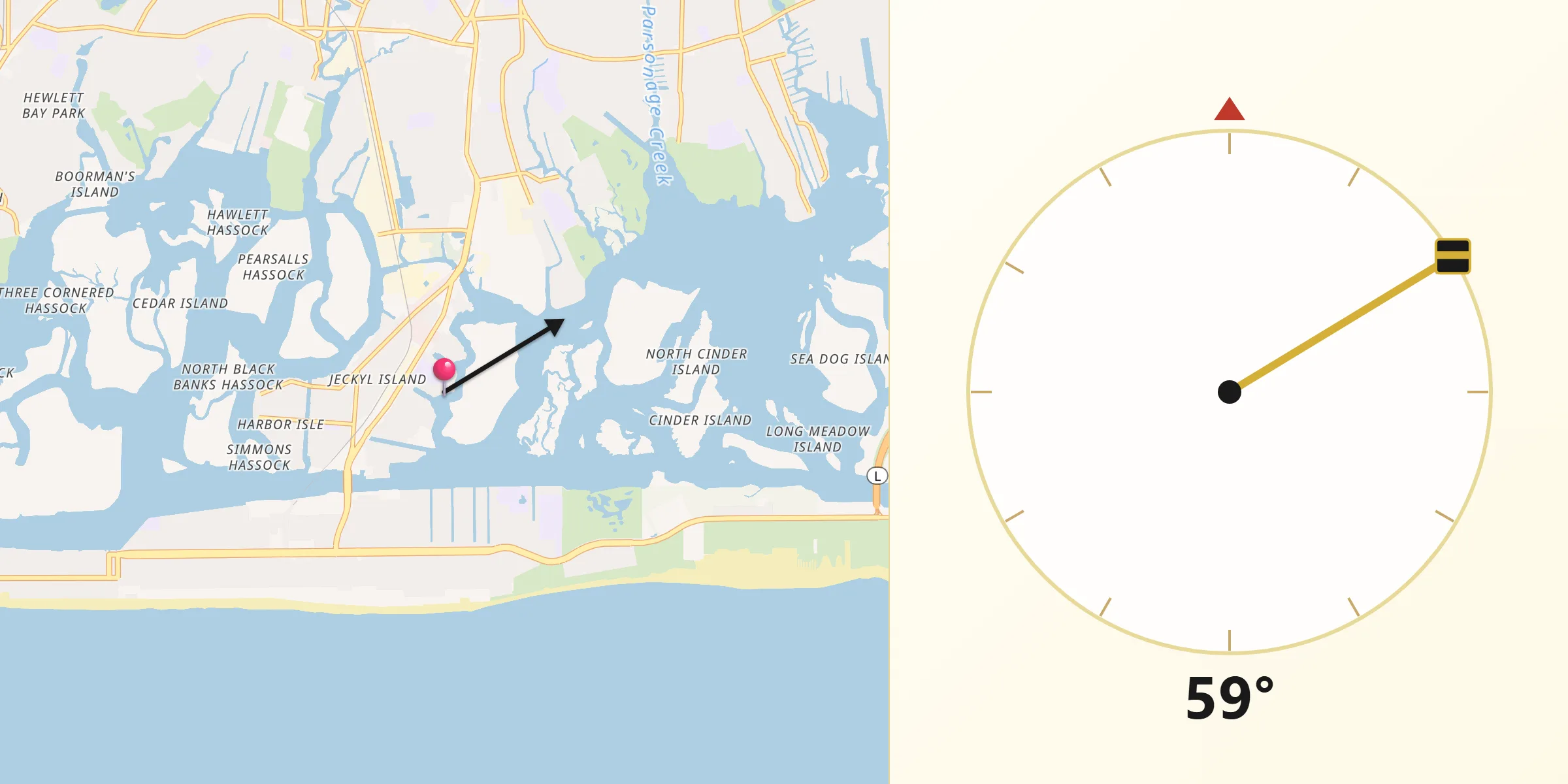 Qibla Direction from Barnum Island