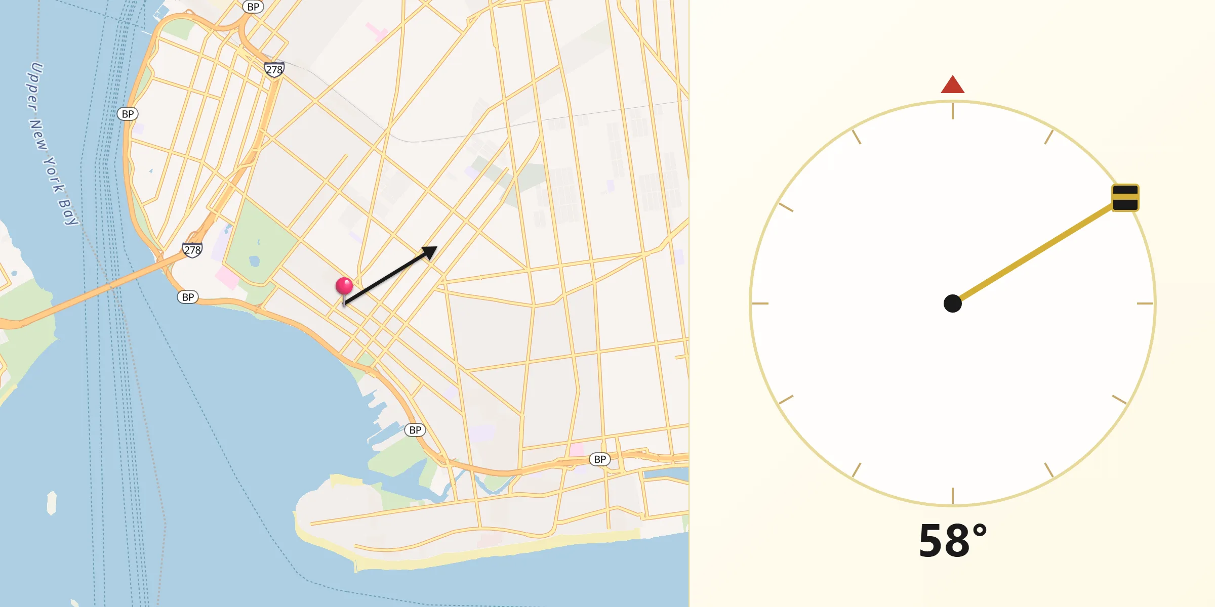 Qibla Direction from Bath Beach