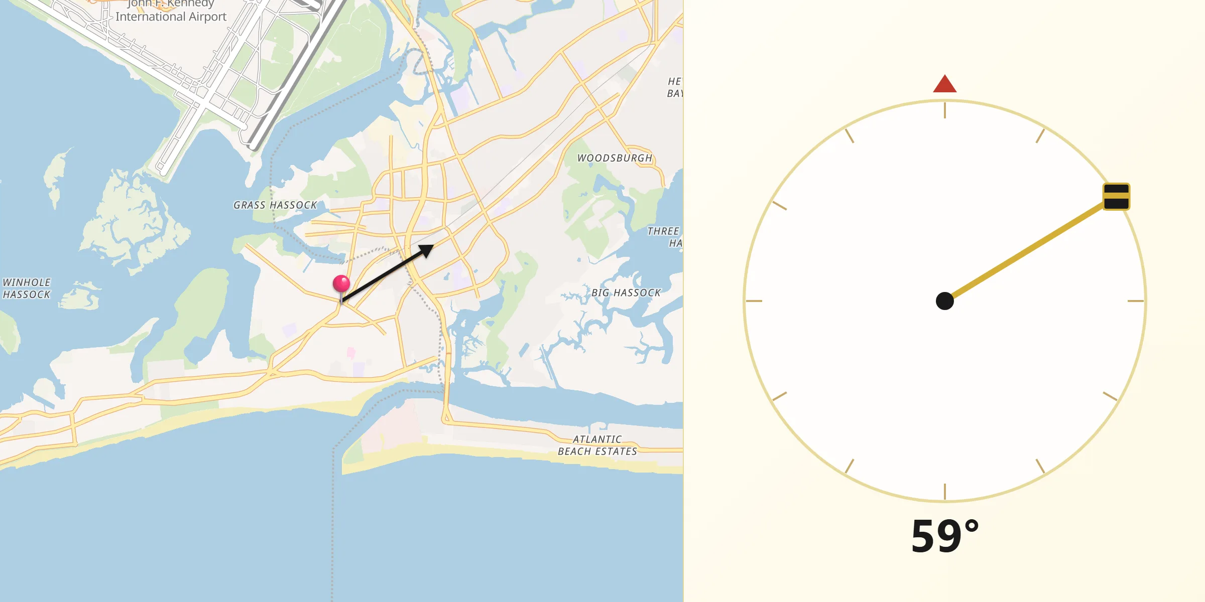 Qibla Direction from Far Rockaway