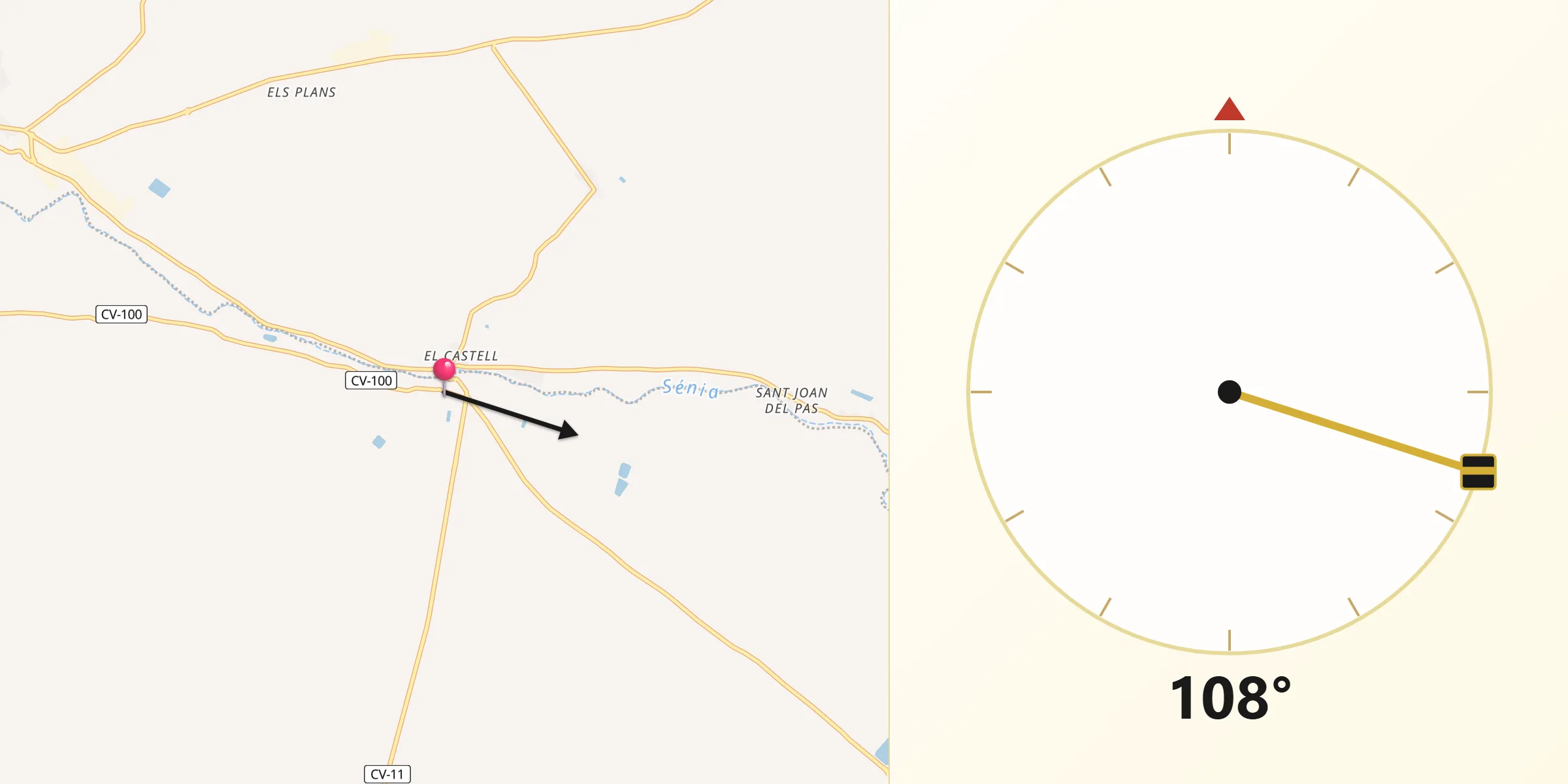 Dirección de la Qibla desde San Rafael del Río
