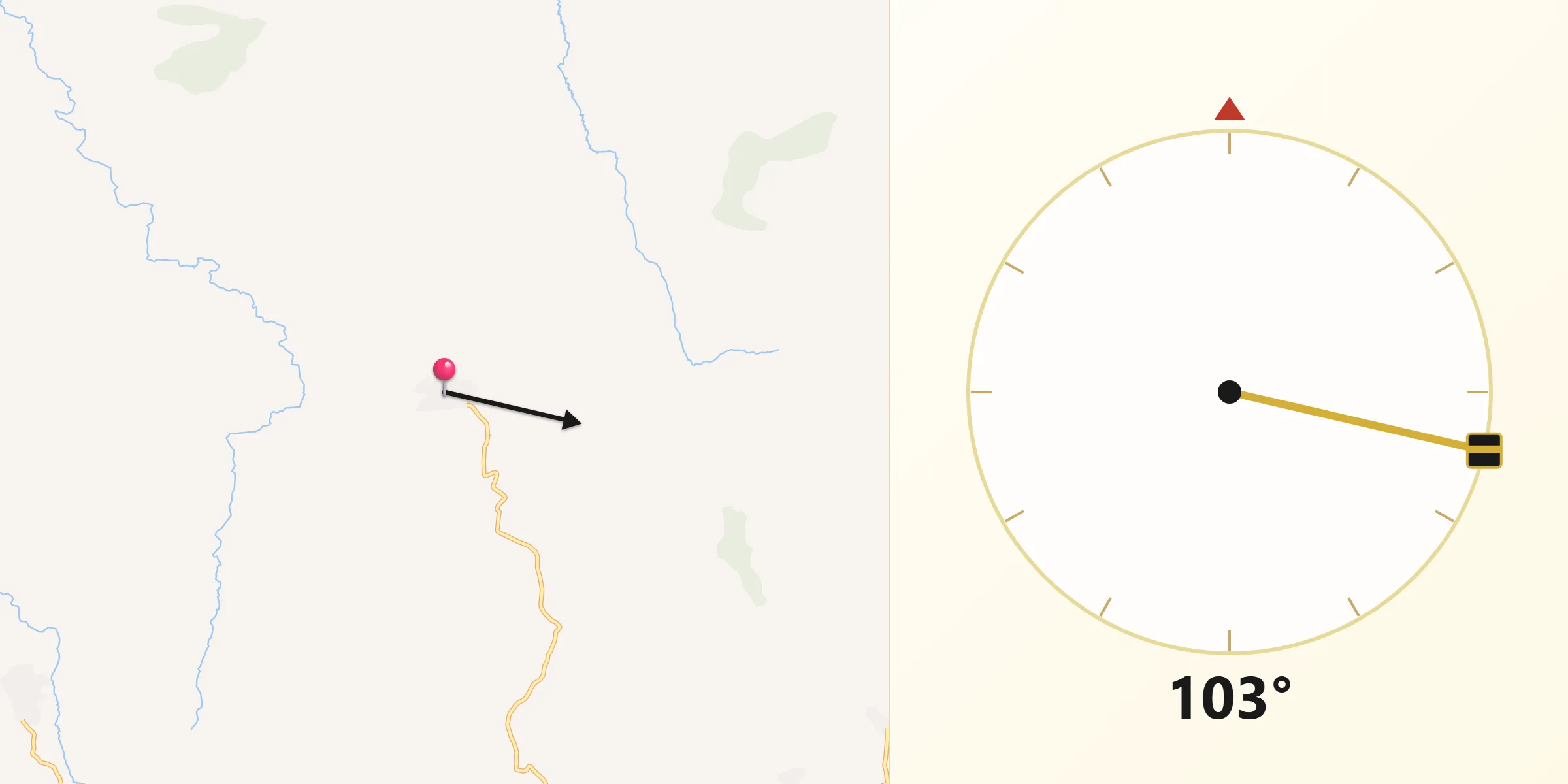 Dirección de la Qibla desde Vadillo de la Sierra