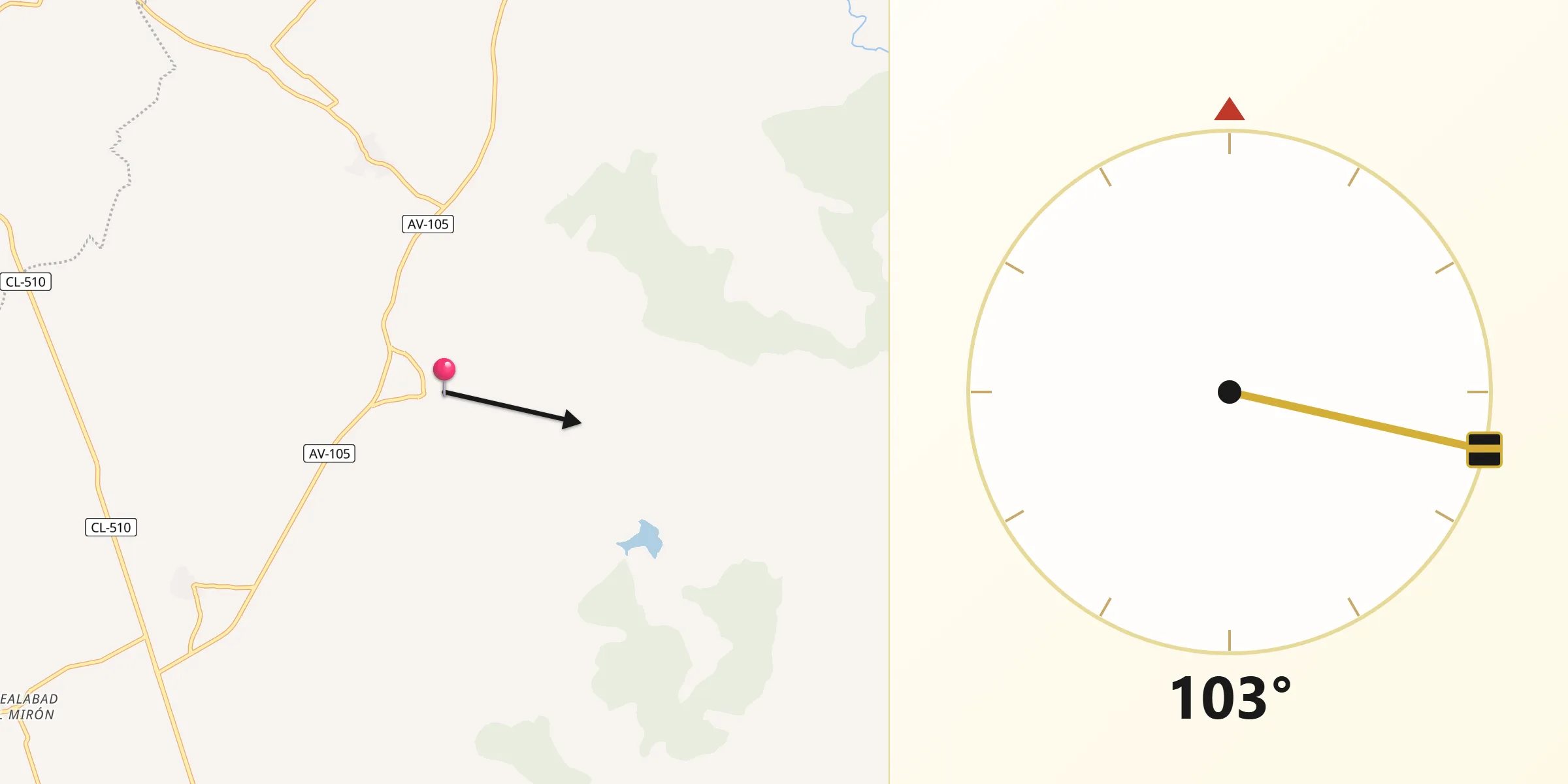 Dirección de la Qibla desde Zapardiel de la Cañada