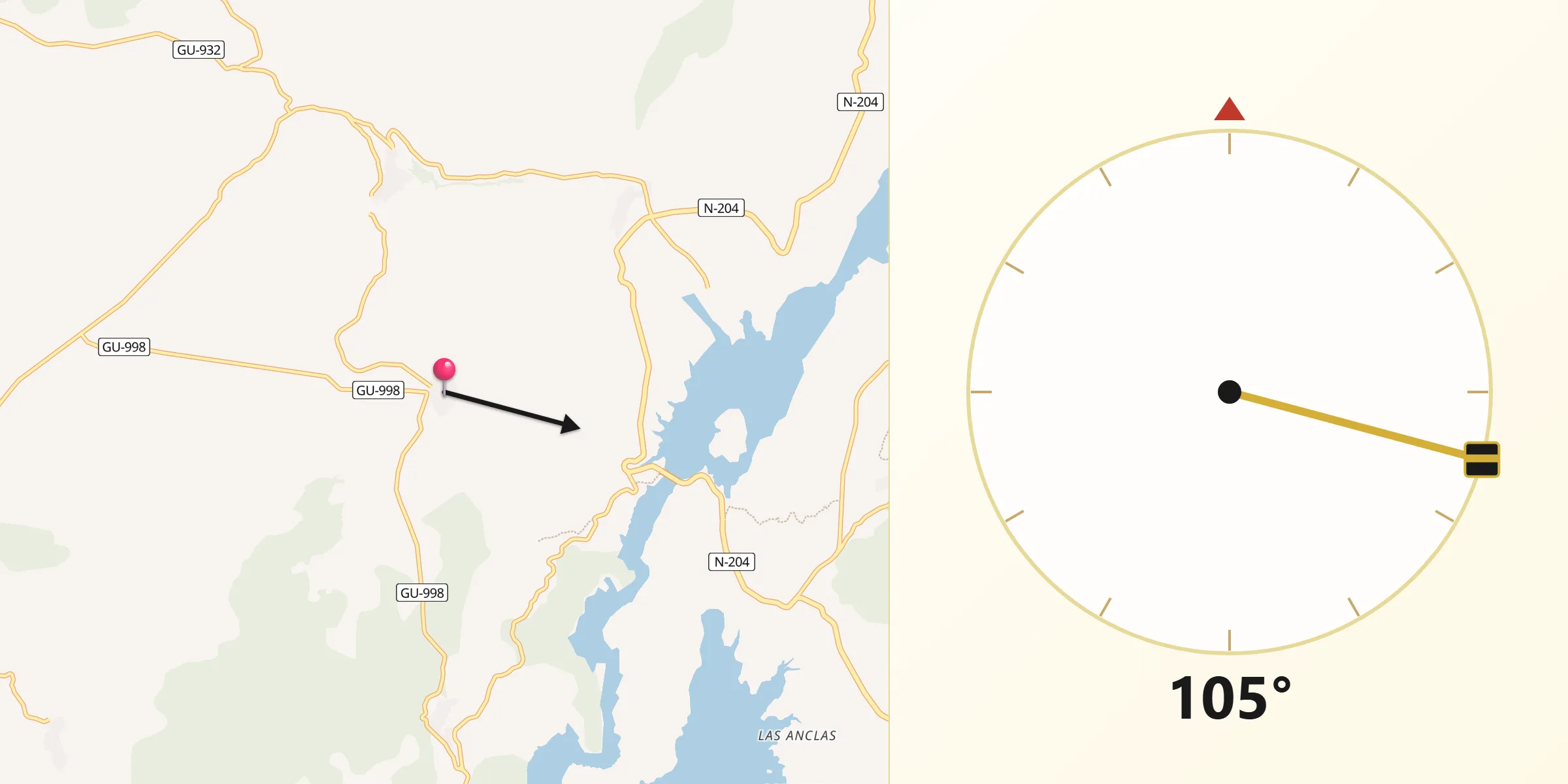Dirección de la Qibla desde El Olivar