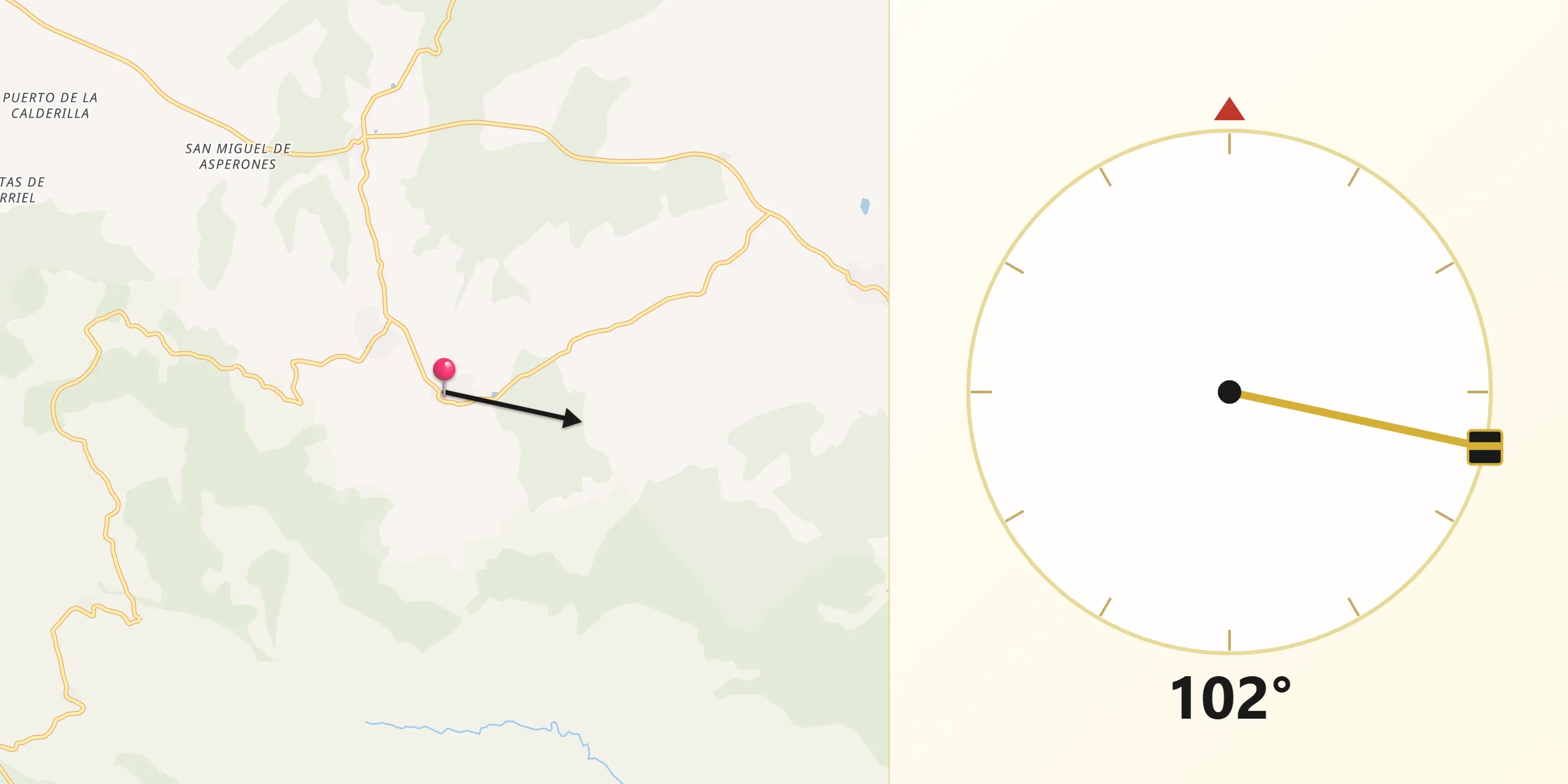 Dirección de la Qibla desde Navarredonda de la Rinconada