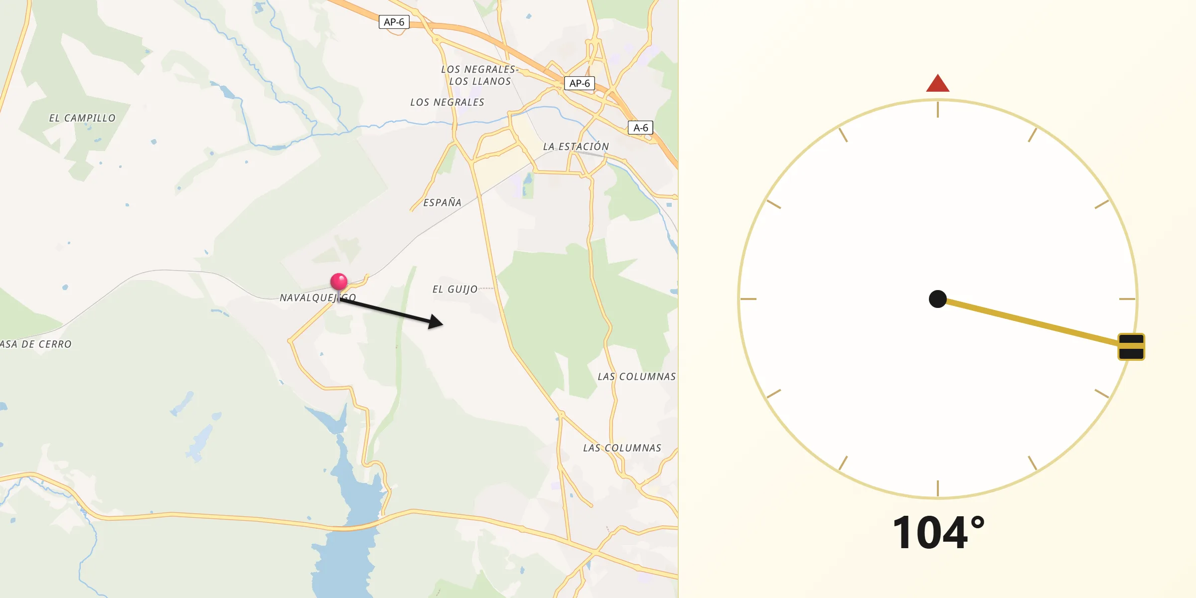 Dirección de la Qibla desde Navalquejigo