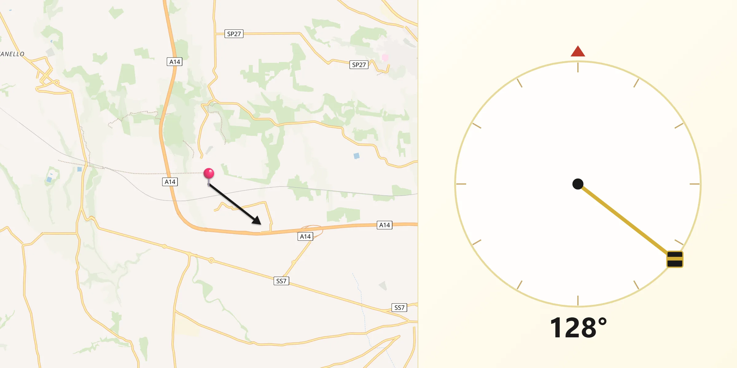 Direzione della Qibla da Palagianello