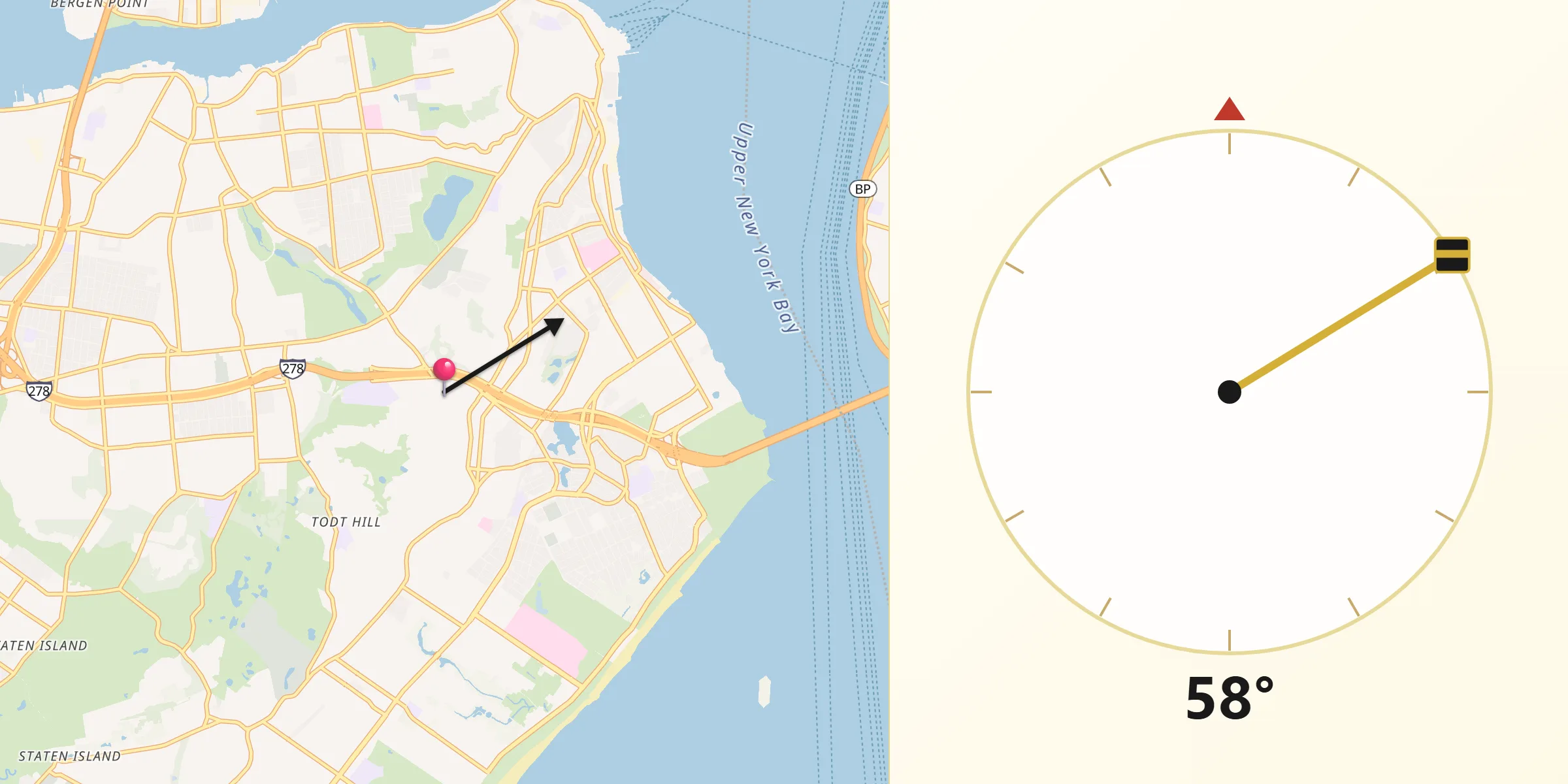 Qibla Direction from Emerson Hill