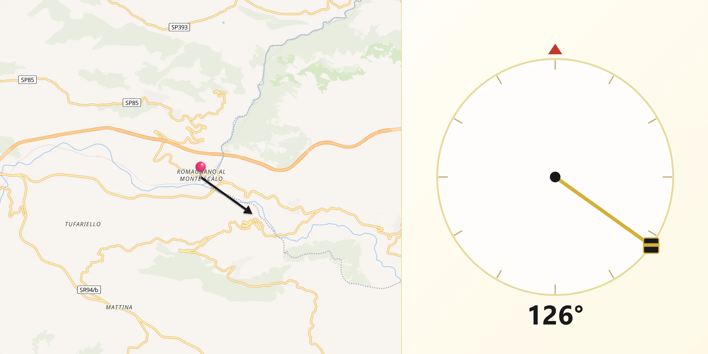 Direzione della Qibla da Scalo Romagnano al Monte