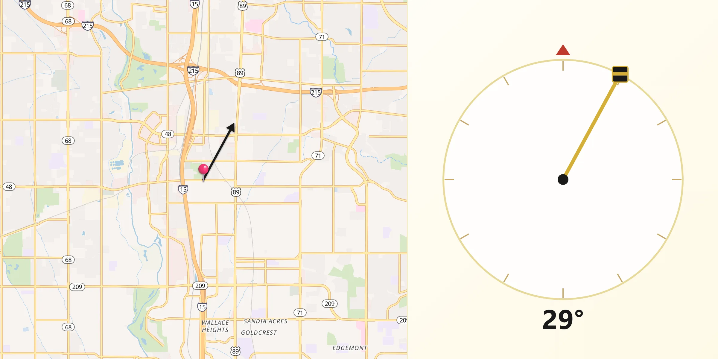 Qibla Direction from Midvale