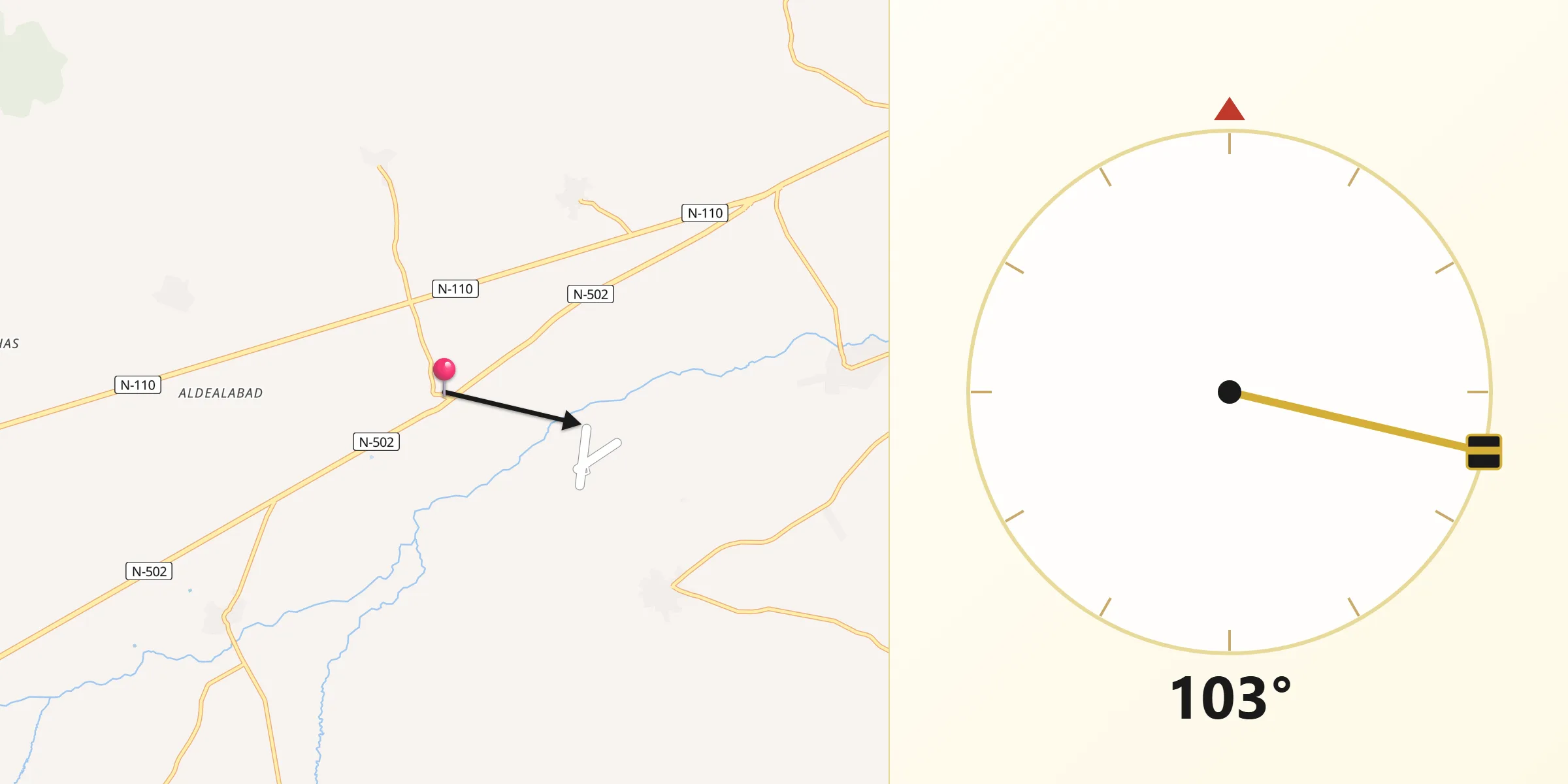 Dirección de la Qibla desde Salobral