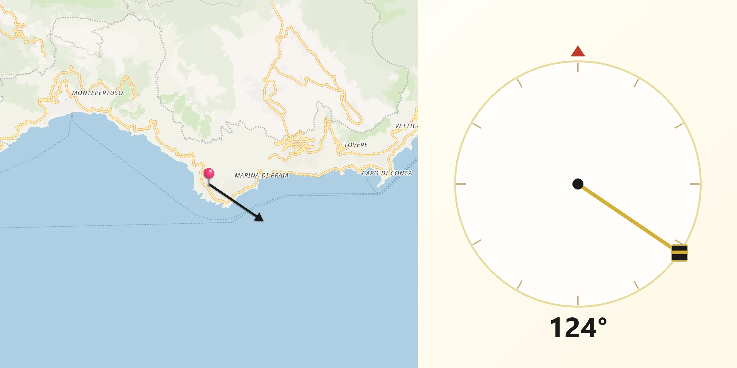 Direzione della Qibla da Praiano