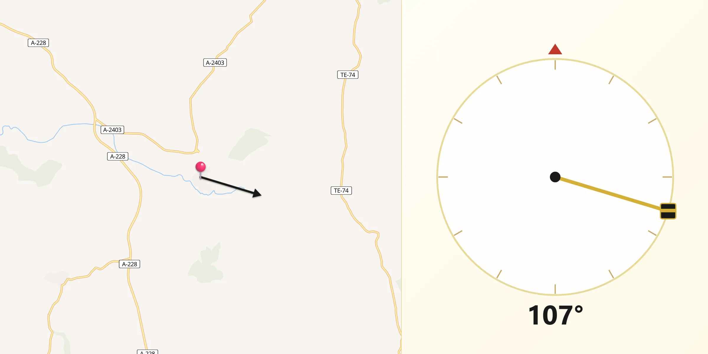 Dirección de la Qibla desde Camarillas