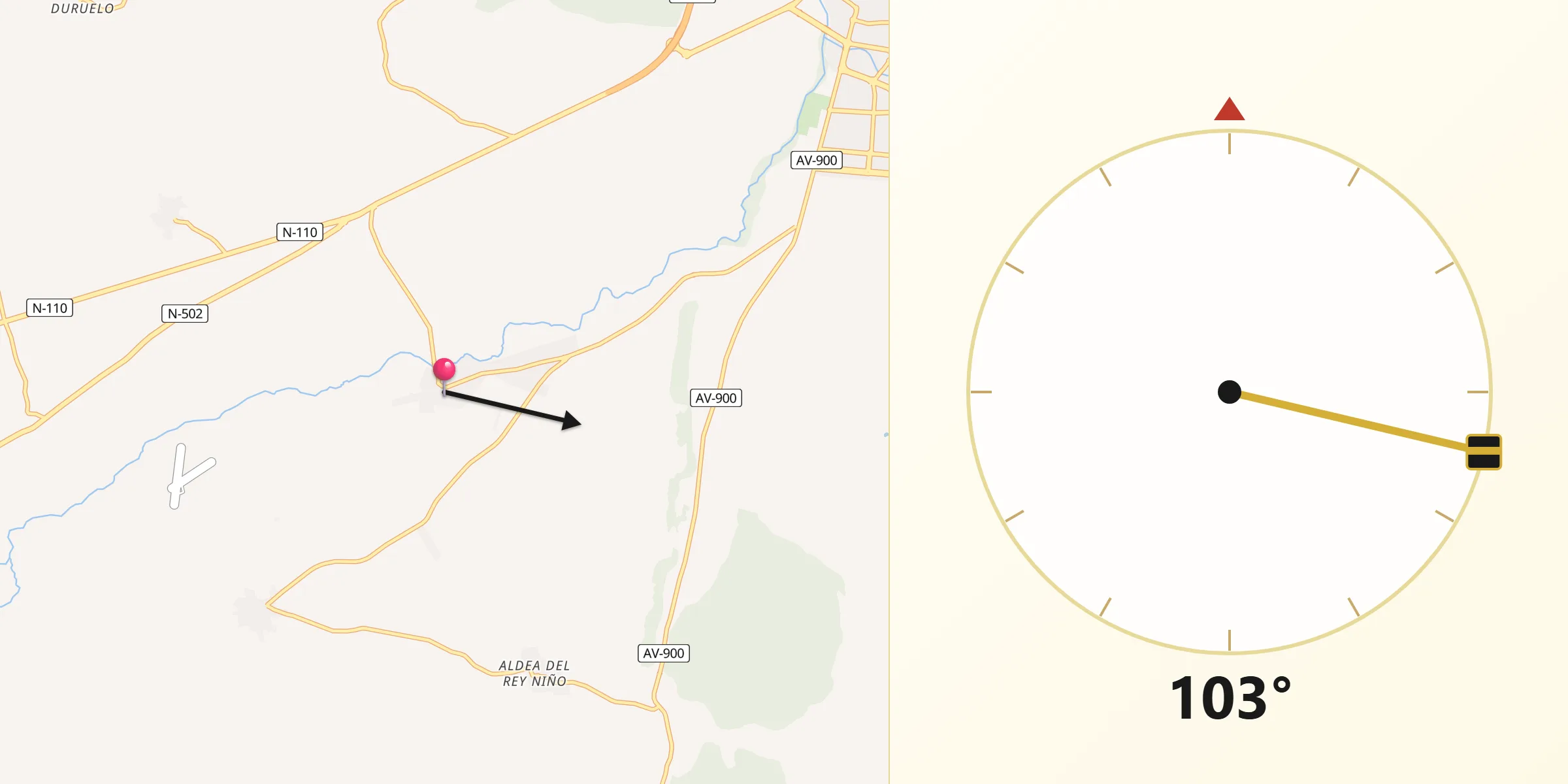 Dirección de la Qibla desde El Fresno
