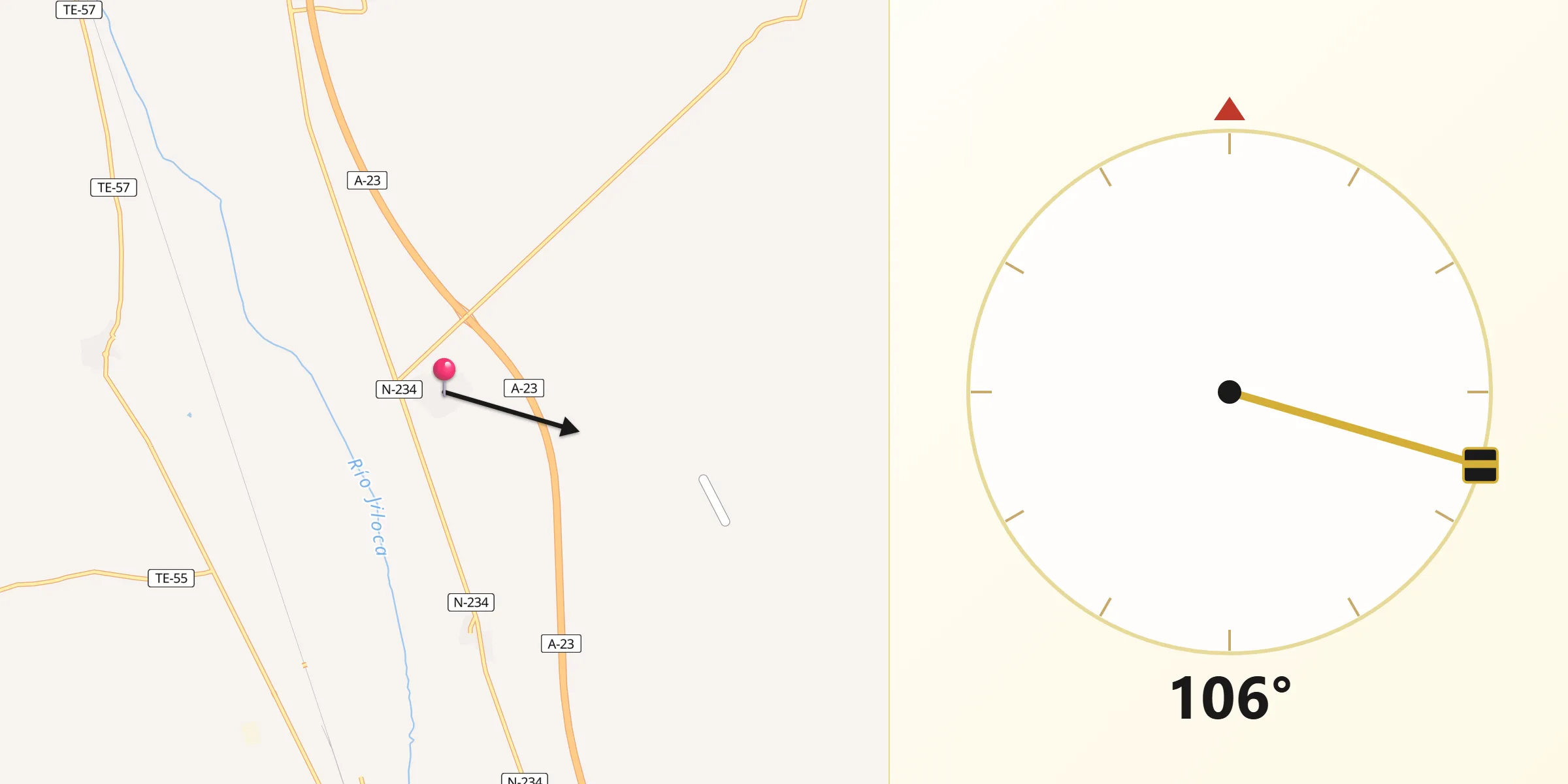 Dirección de la Qibla desde Torrelacárcel