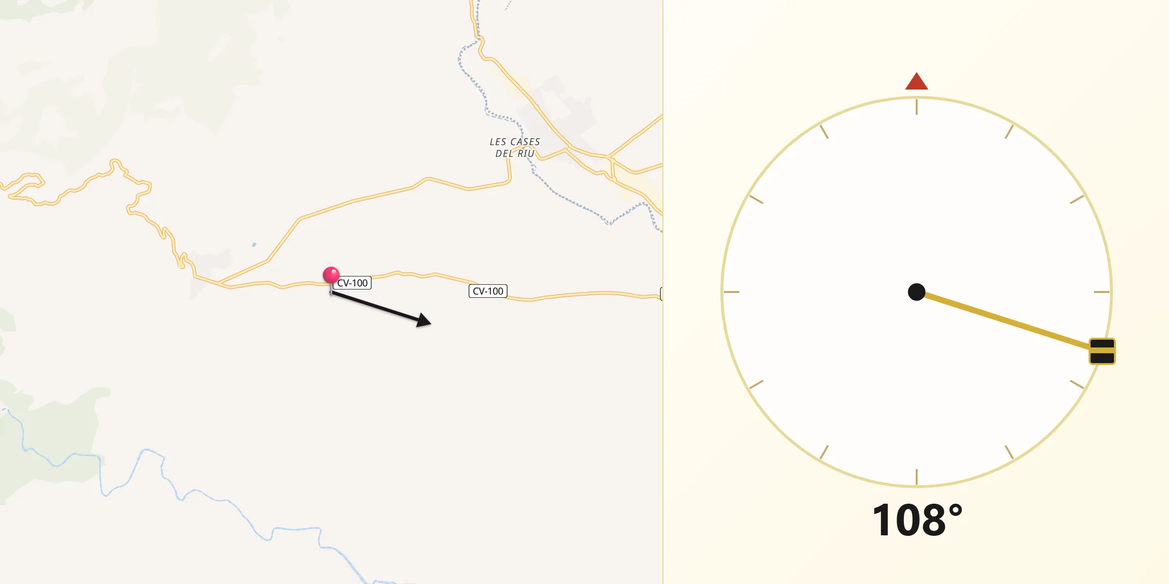 Dirección de la Qibla desde Rossell