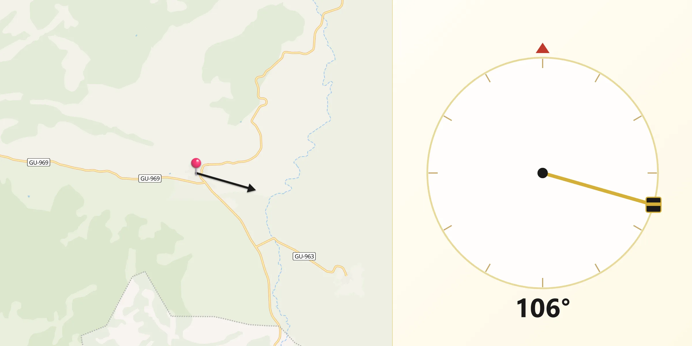 Dirección de la Qibla desde Alustante