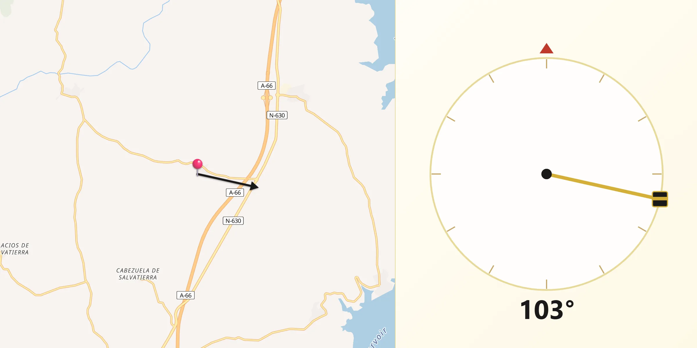 Dirección de la Qibla desde Pizarral