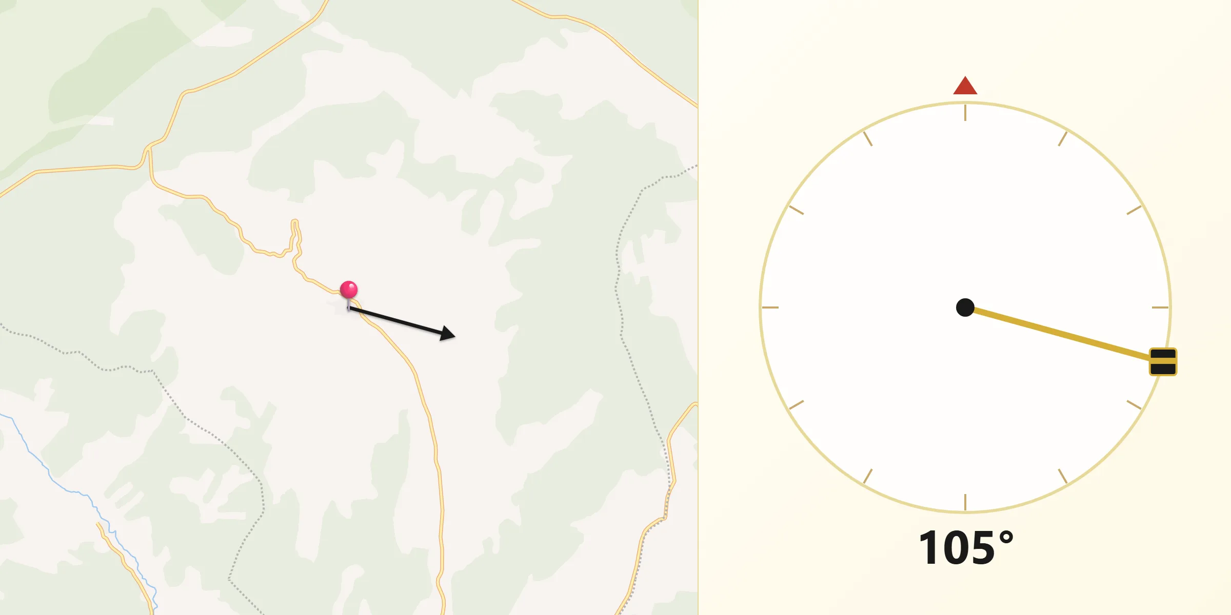 Dirección de la Qibla desde El Recuenco