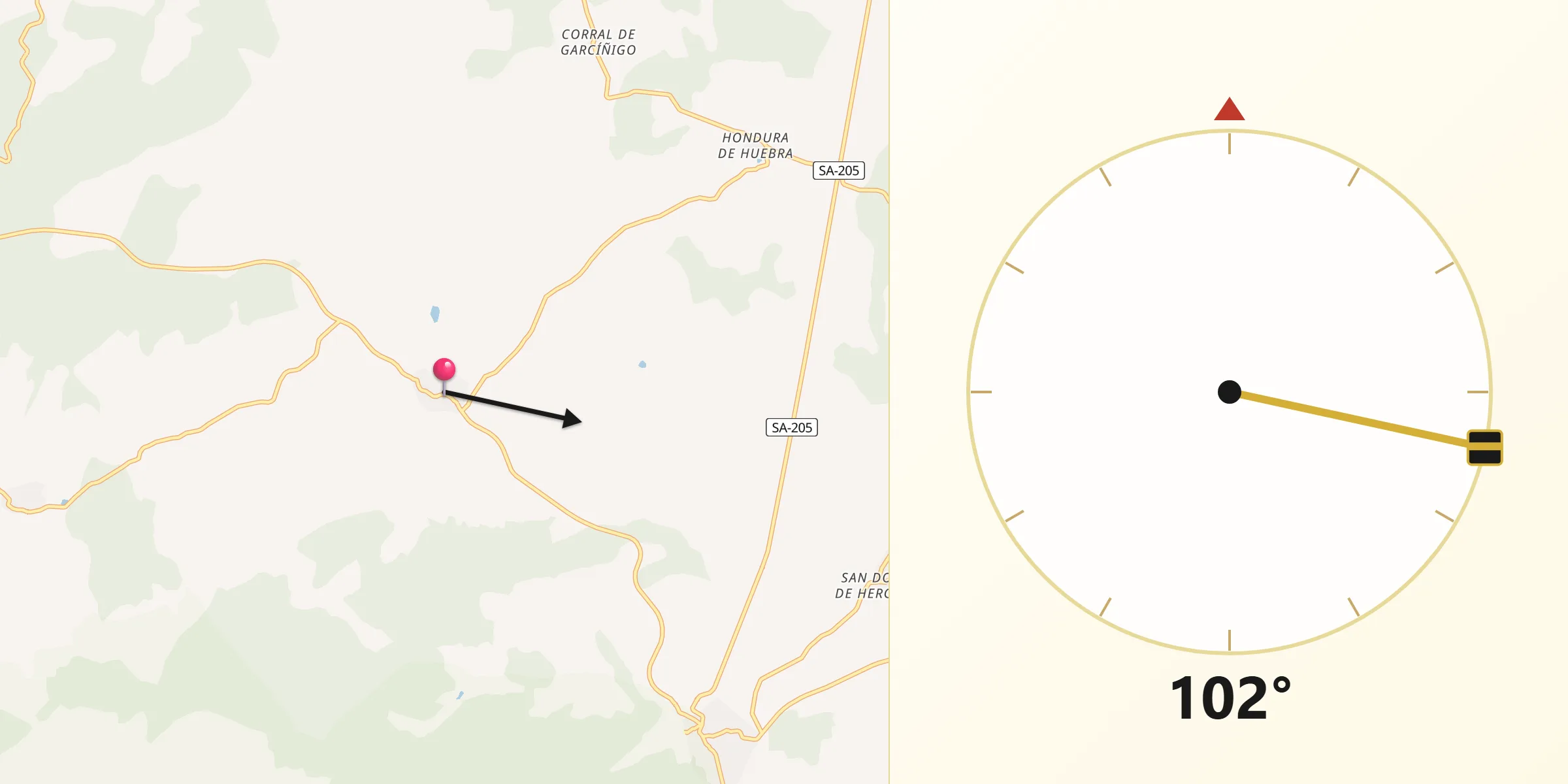 Dirección de la Qibla desde Escurial de la Sierra