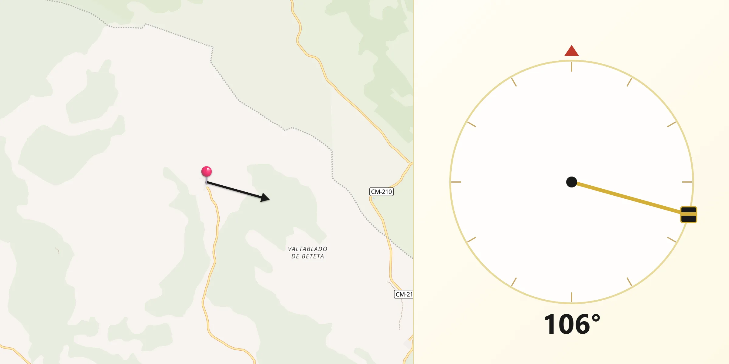 Dirección de la Qibla desde Valsalobre