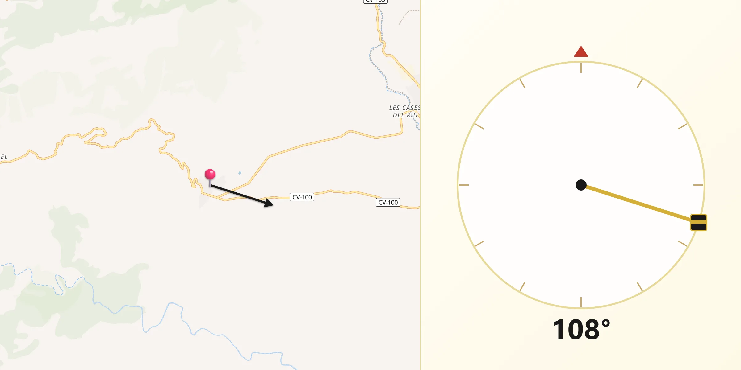 Dirección de la Qibla desde Rosell