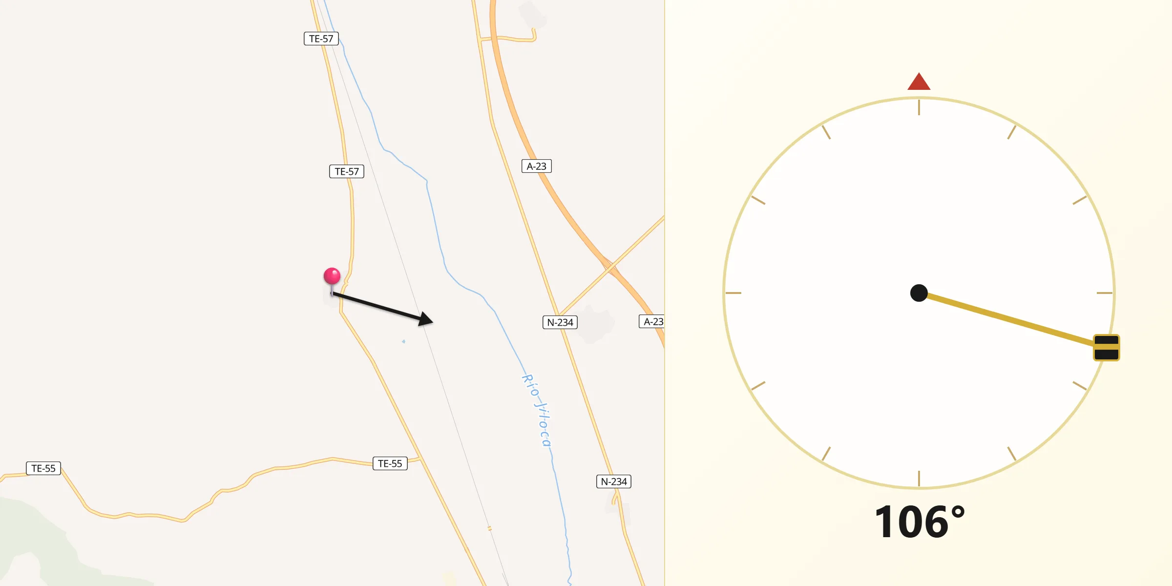 Dirección de la Qibla desde Alba