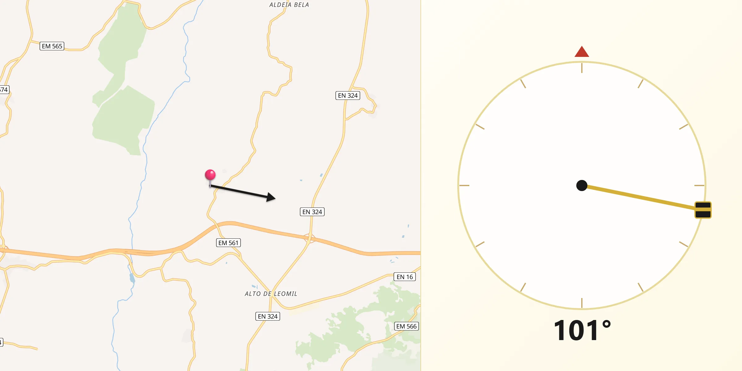 Direção da Qibla a partir de Freixo