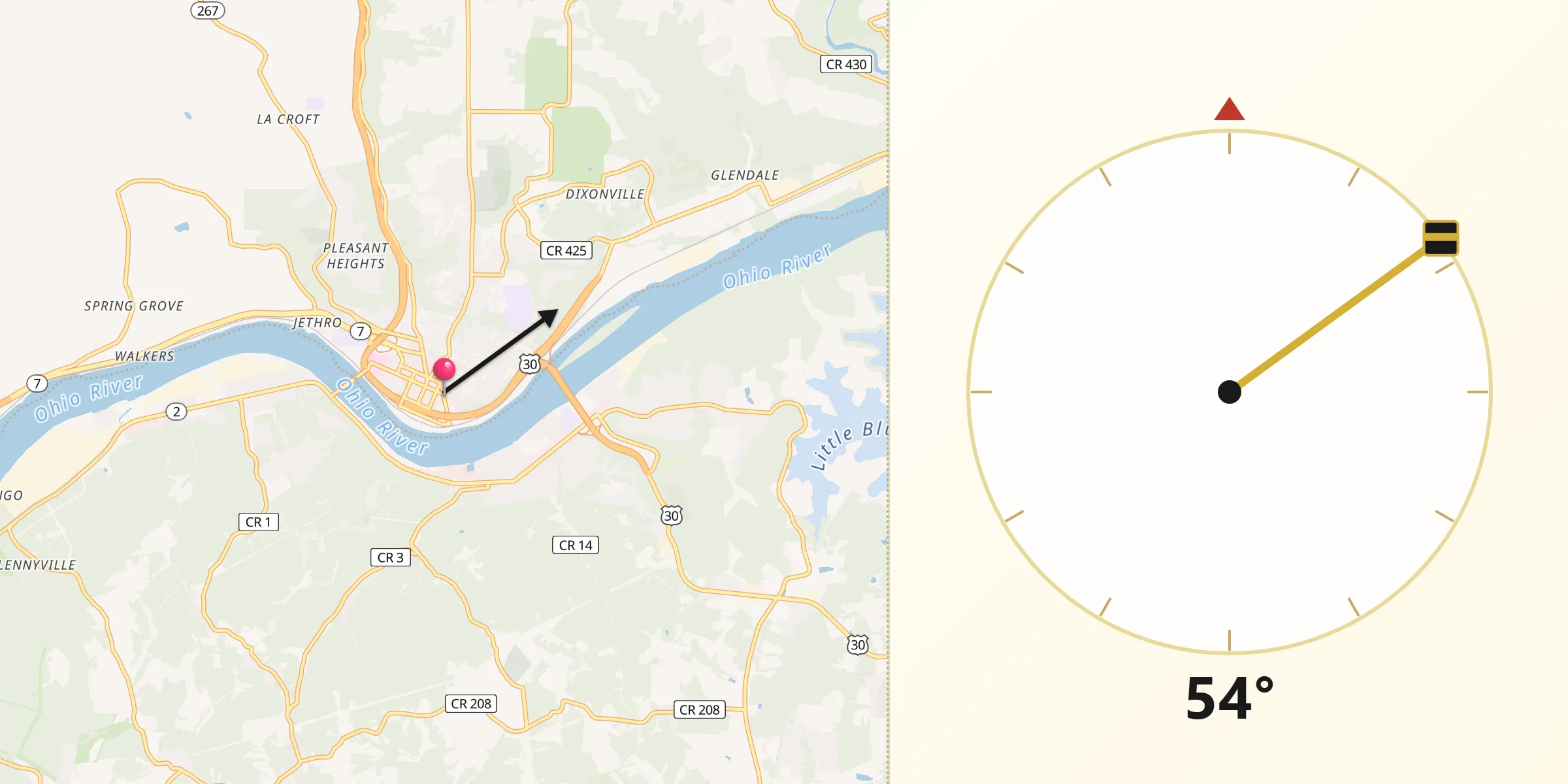 Qibla Direction from East Liverpool