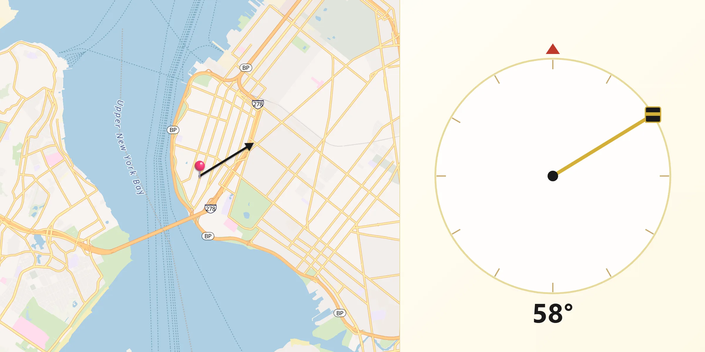 Qibla Direction from Fort Hamilton