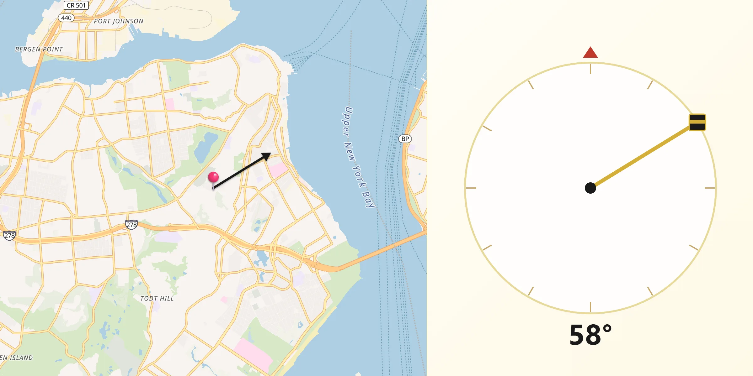 Qibla Direction from Grymes Hill