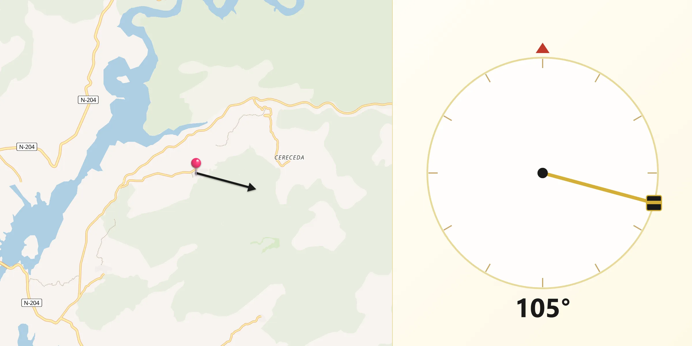 Dirección de la Qibla desde Mantiel
