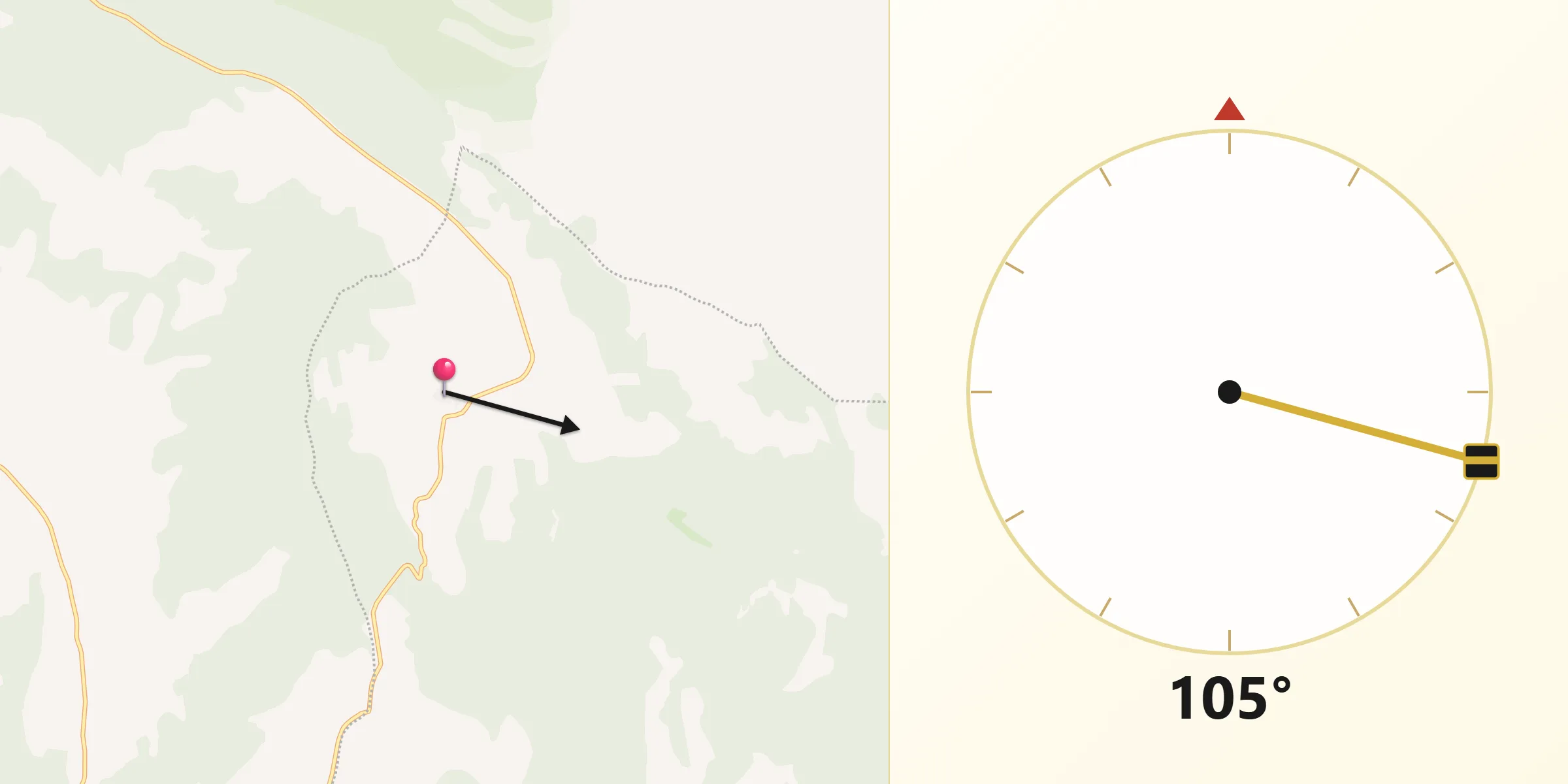 Dirección de la Qibla desde El Pozuelo