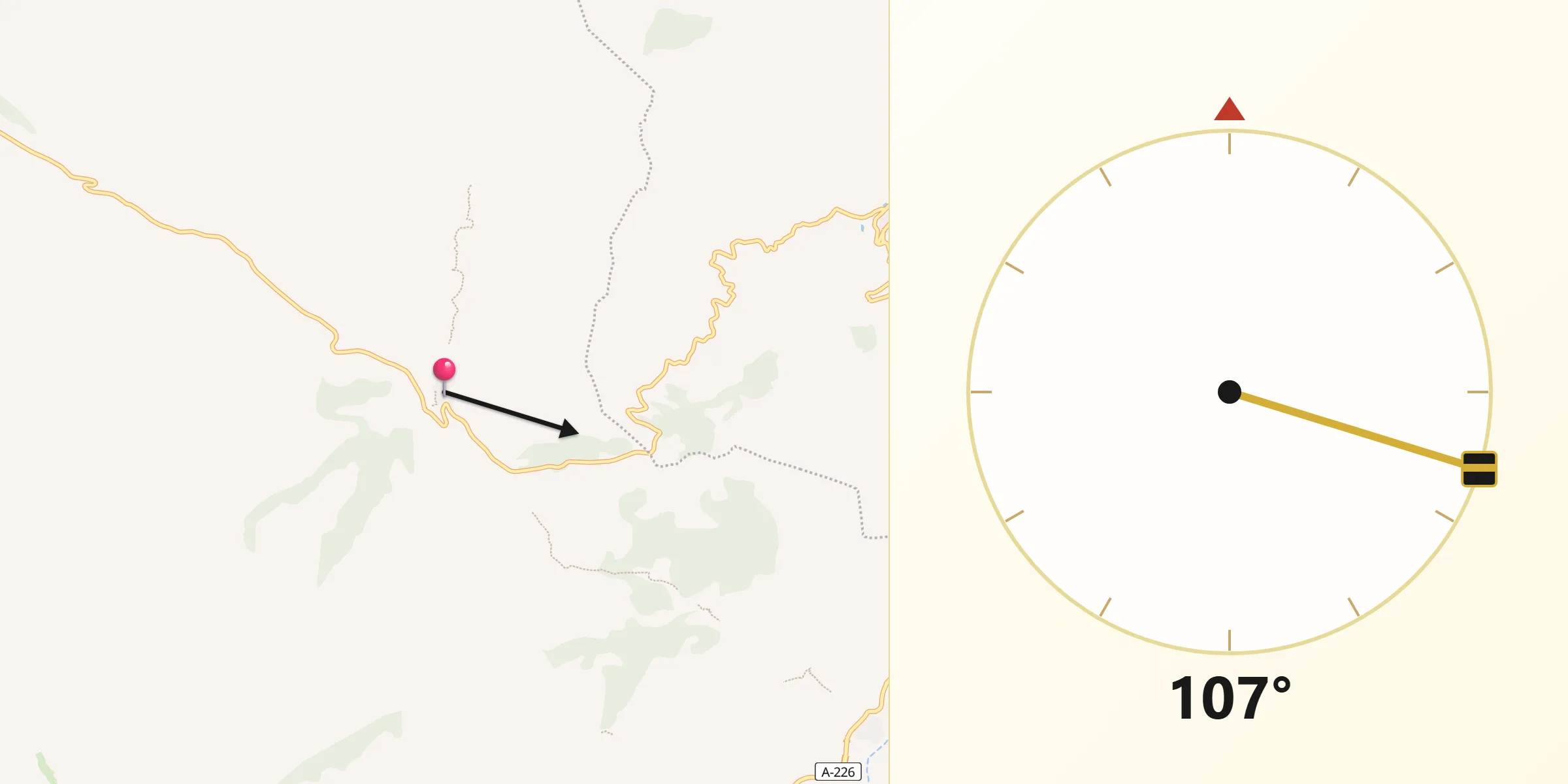 Dirección de la Qibla desde Tronchón