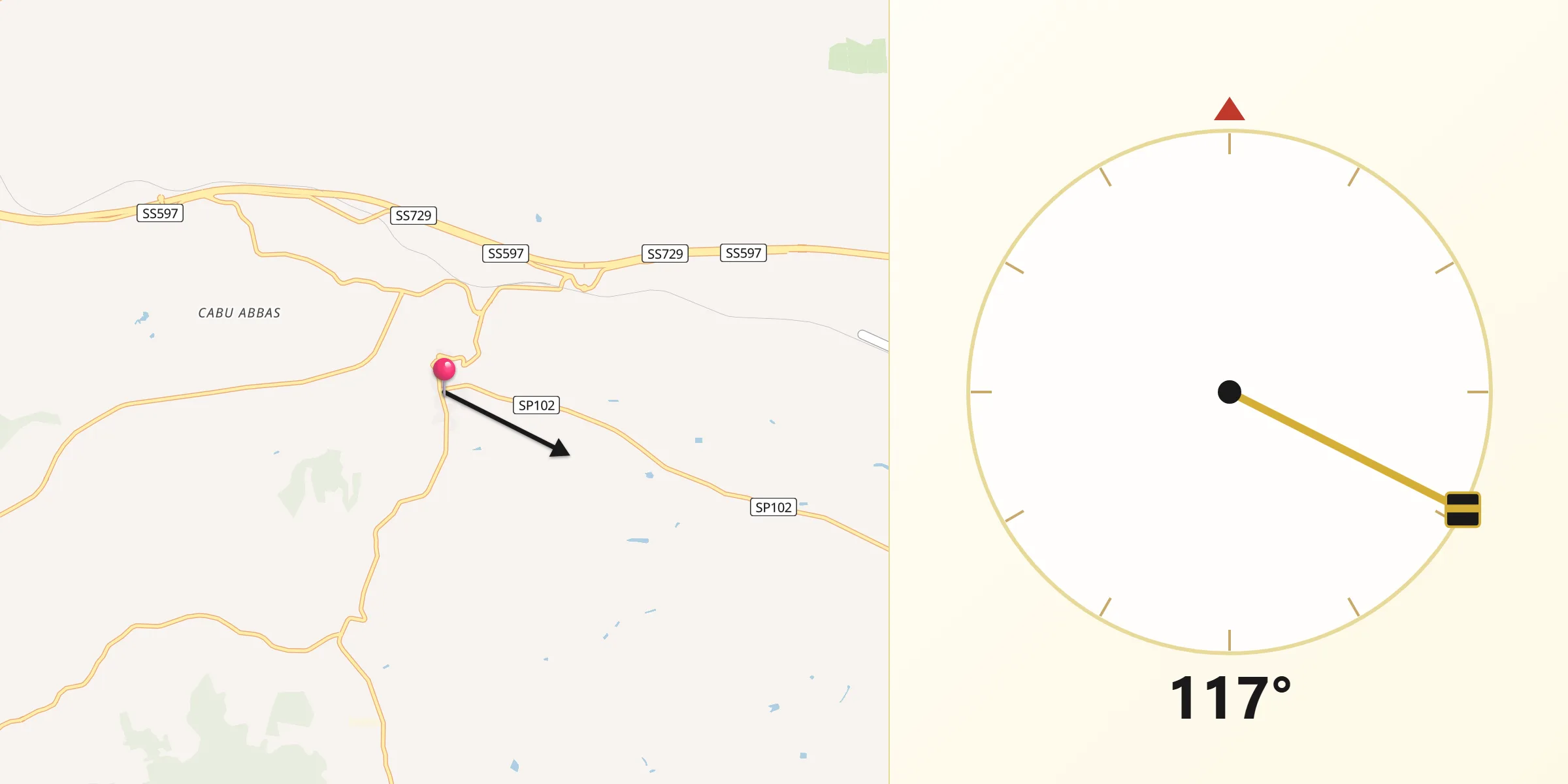 Direzione della Qibla da Ardara