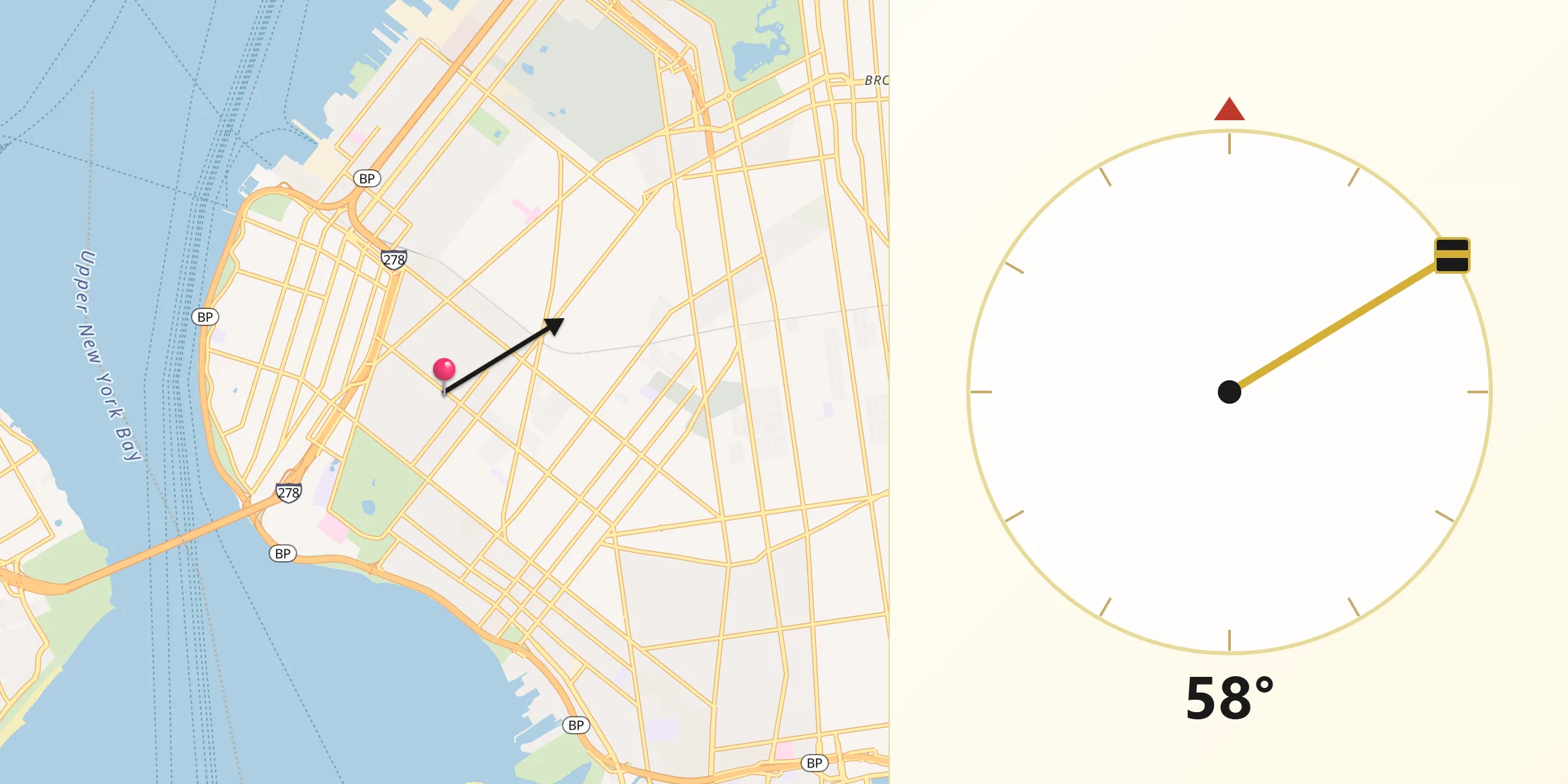 Qibla Direction from Dyker Heights