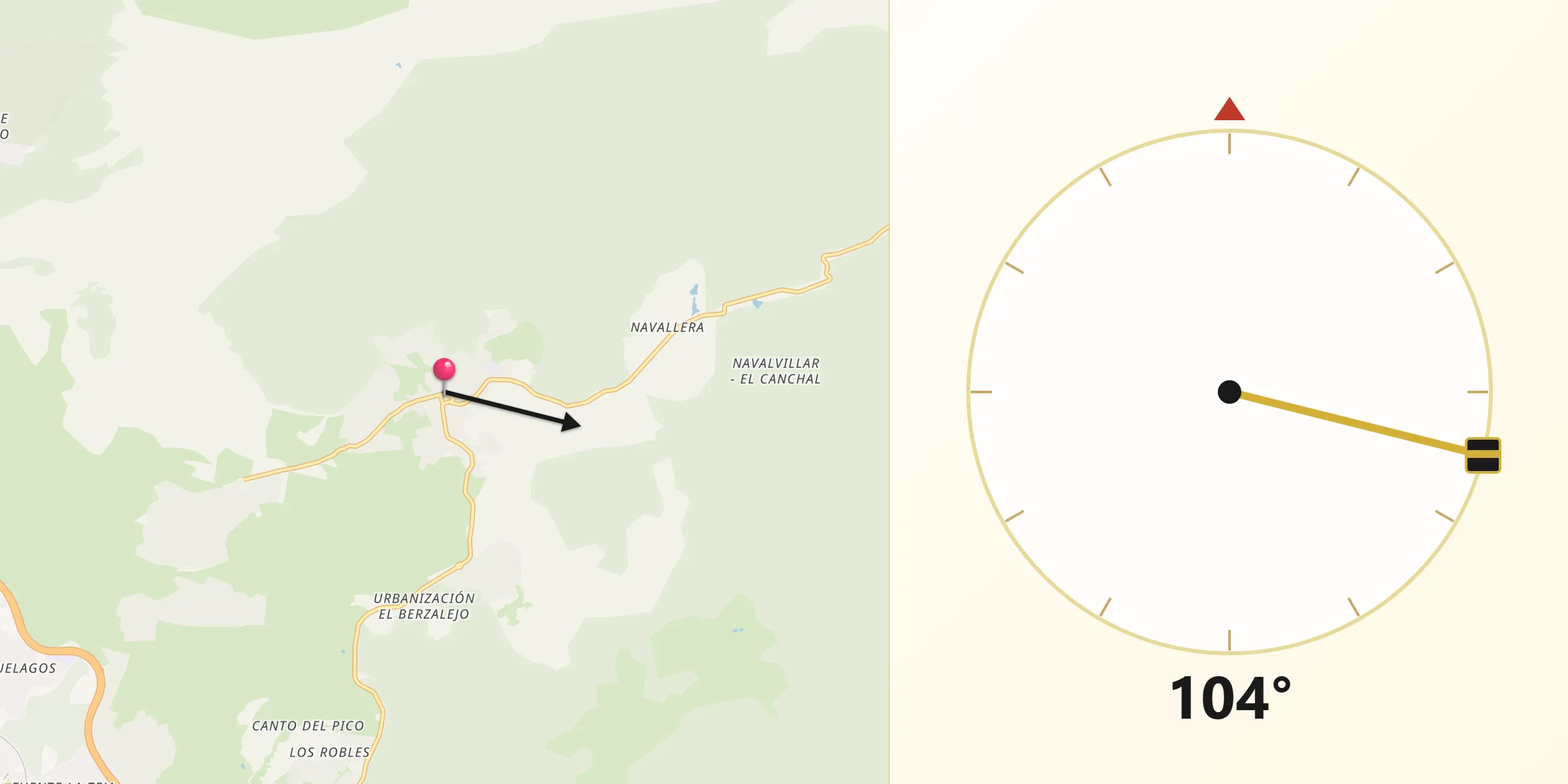 Dirección de la Qibla desde Hoyo de Manzanares
