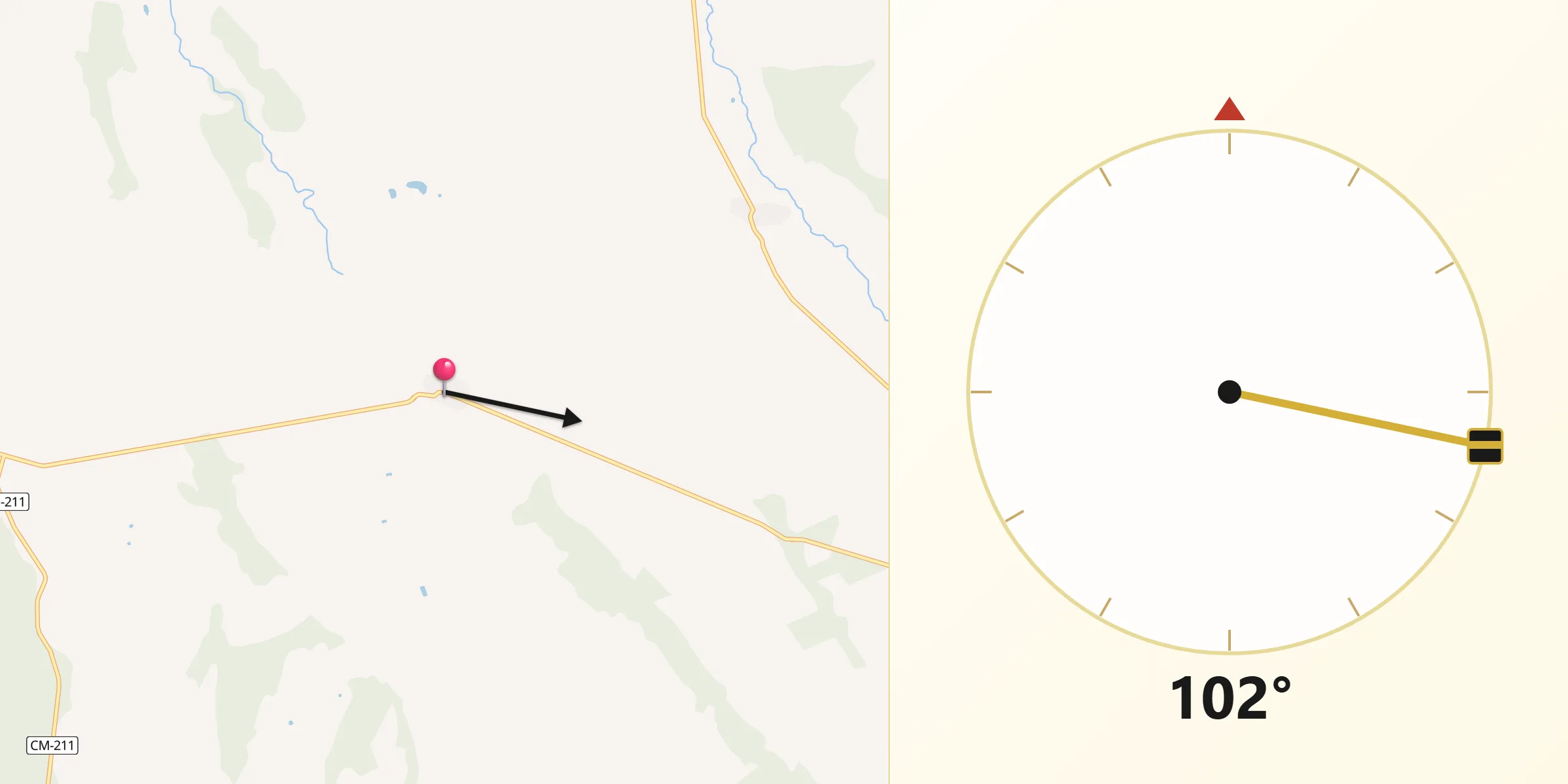 Dirección de la Qibla desde Tenebrón