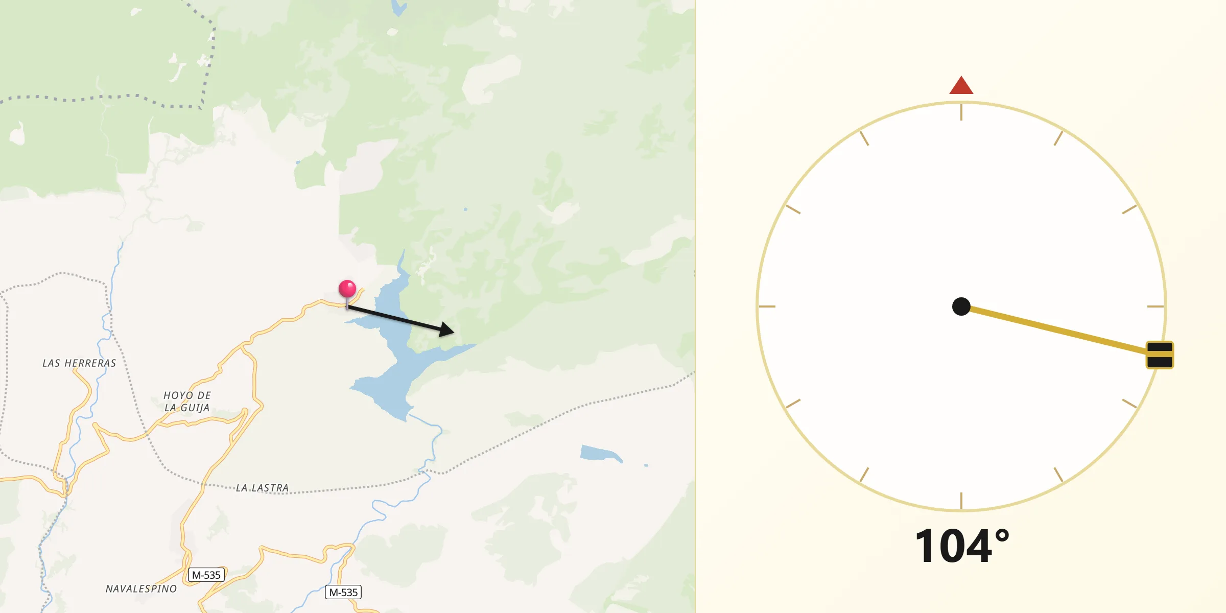 Dirección de la Qibla desde Peguerinos