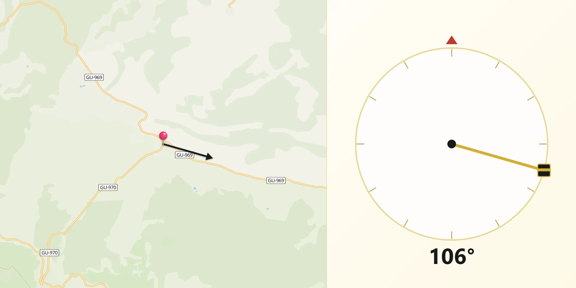 Dirección de la Qibla desde Alcoroches