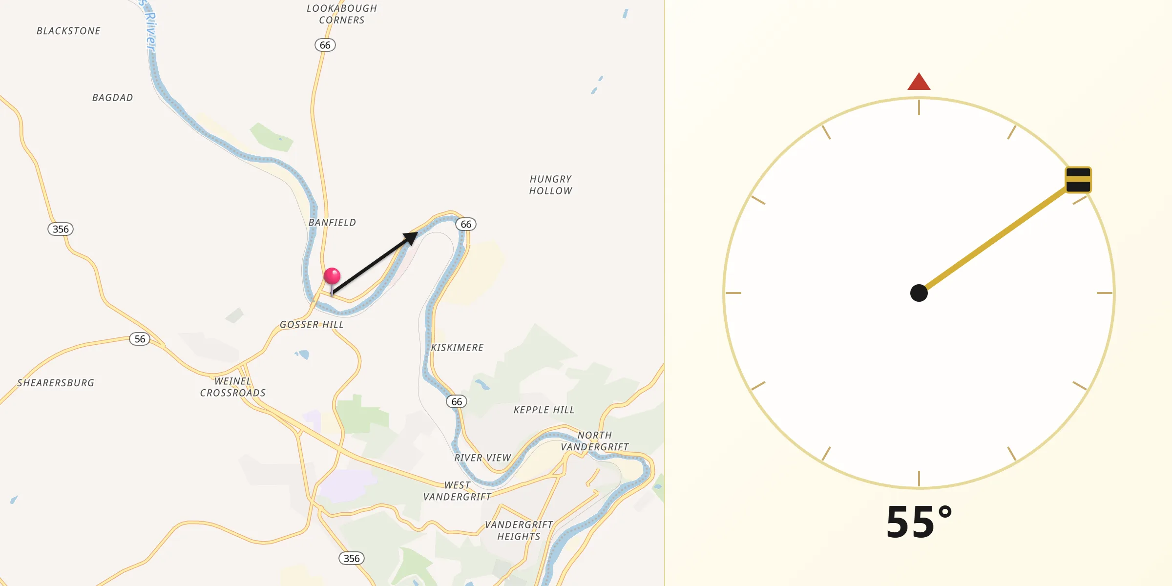 Qibla Direction from Leechburg