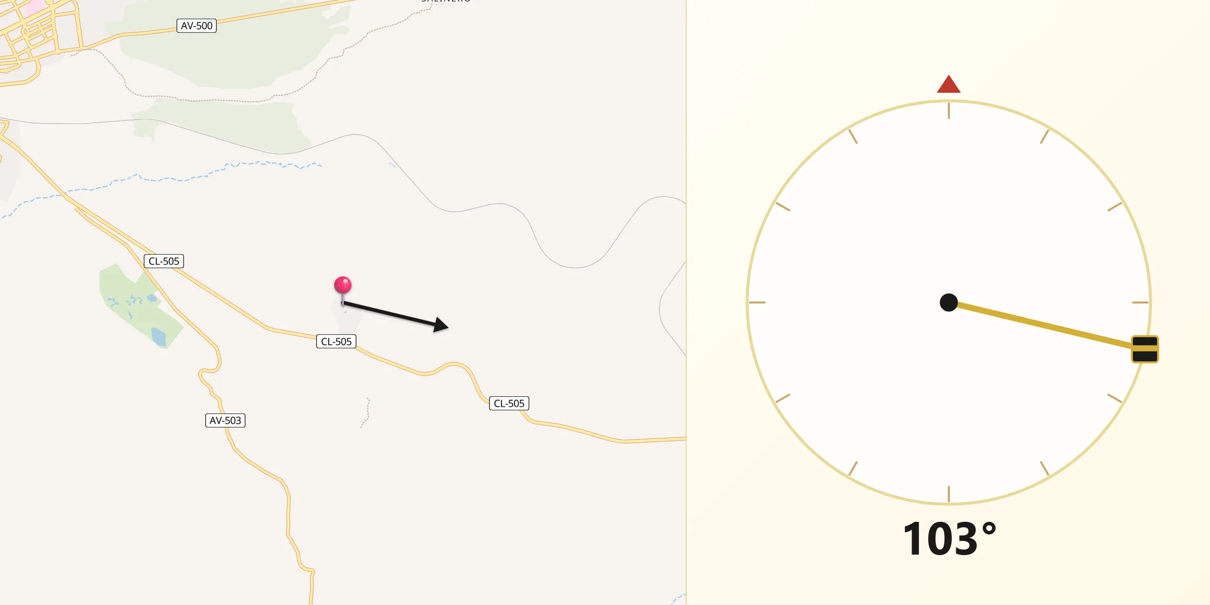 Dirección de la Qibla desde Tornadizos de Ávila