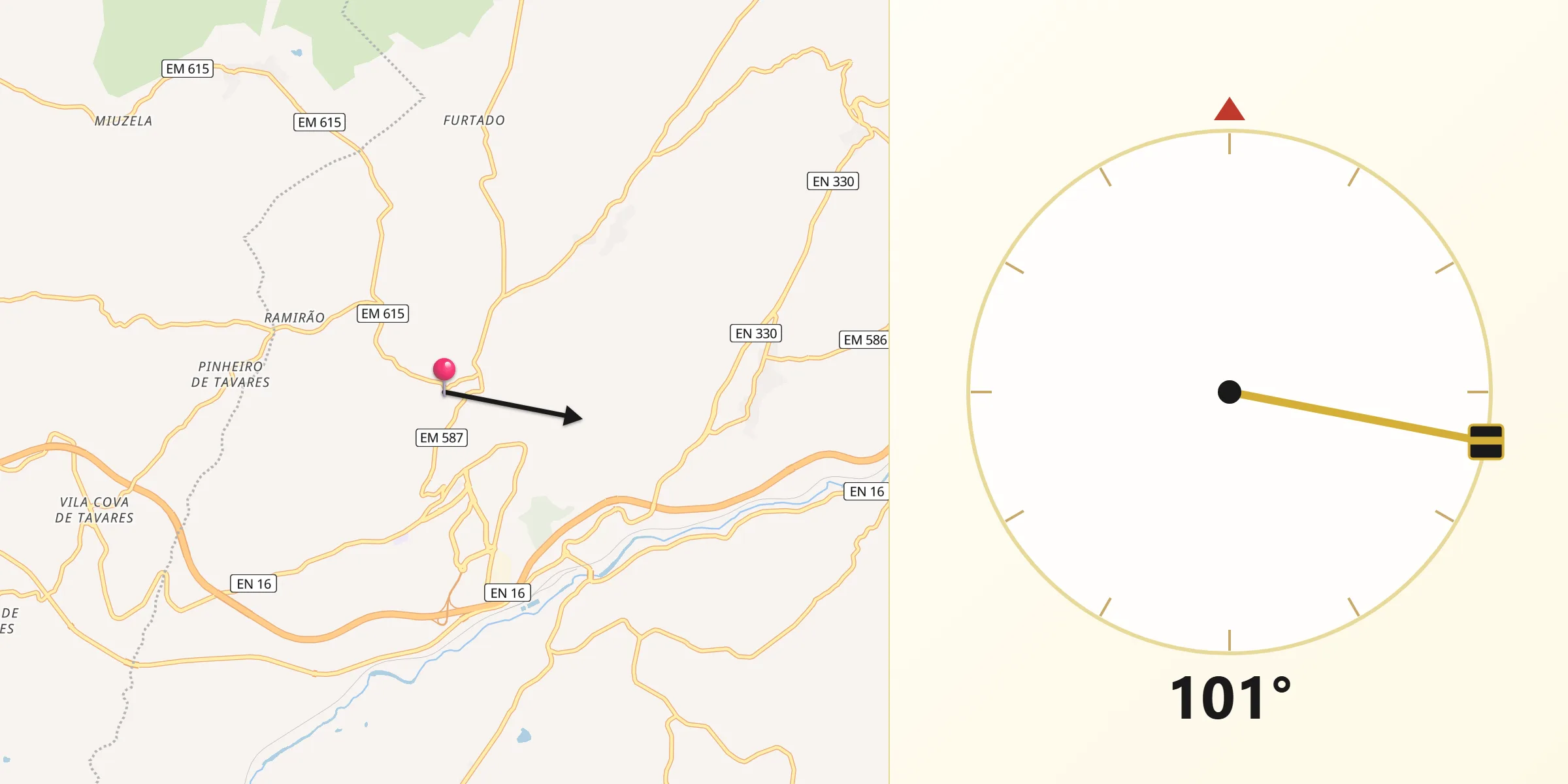 Direção da Qibla a partir de Infias