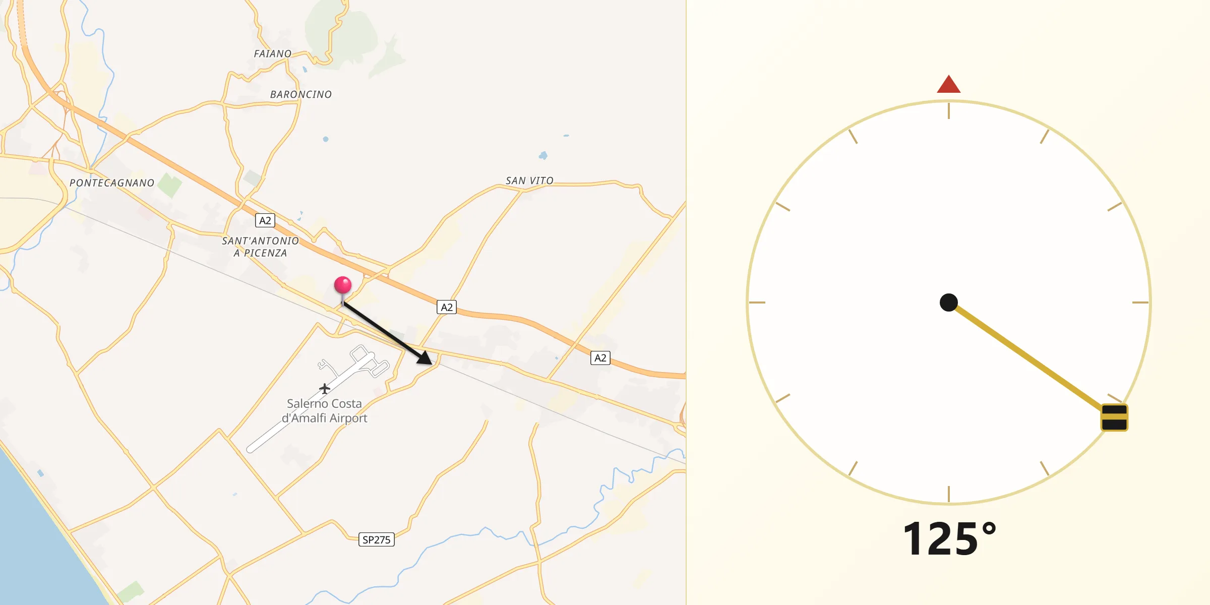 Direzione della Qibla da Pagliarone
