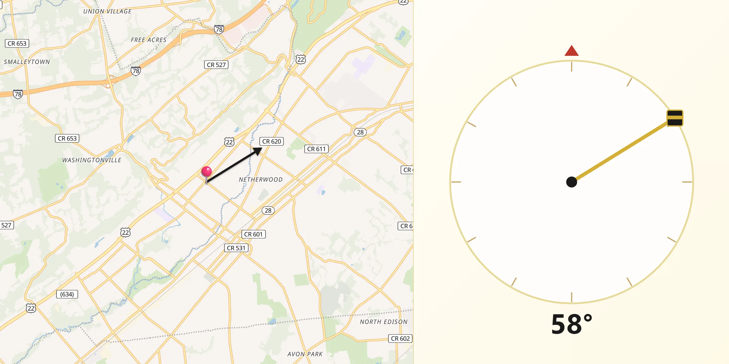 Qibla Direction from North Plainfield